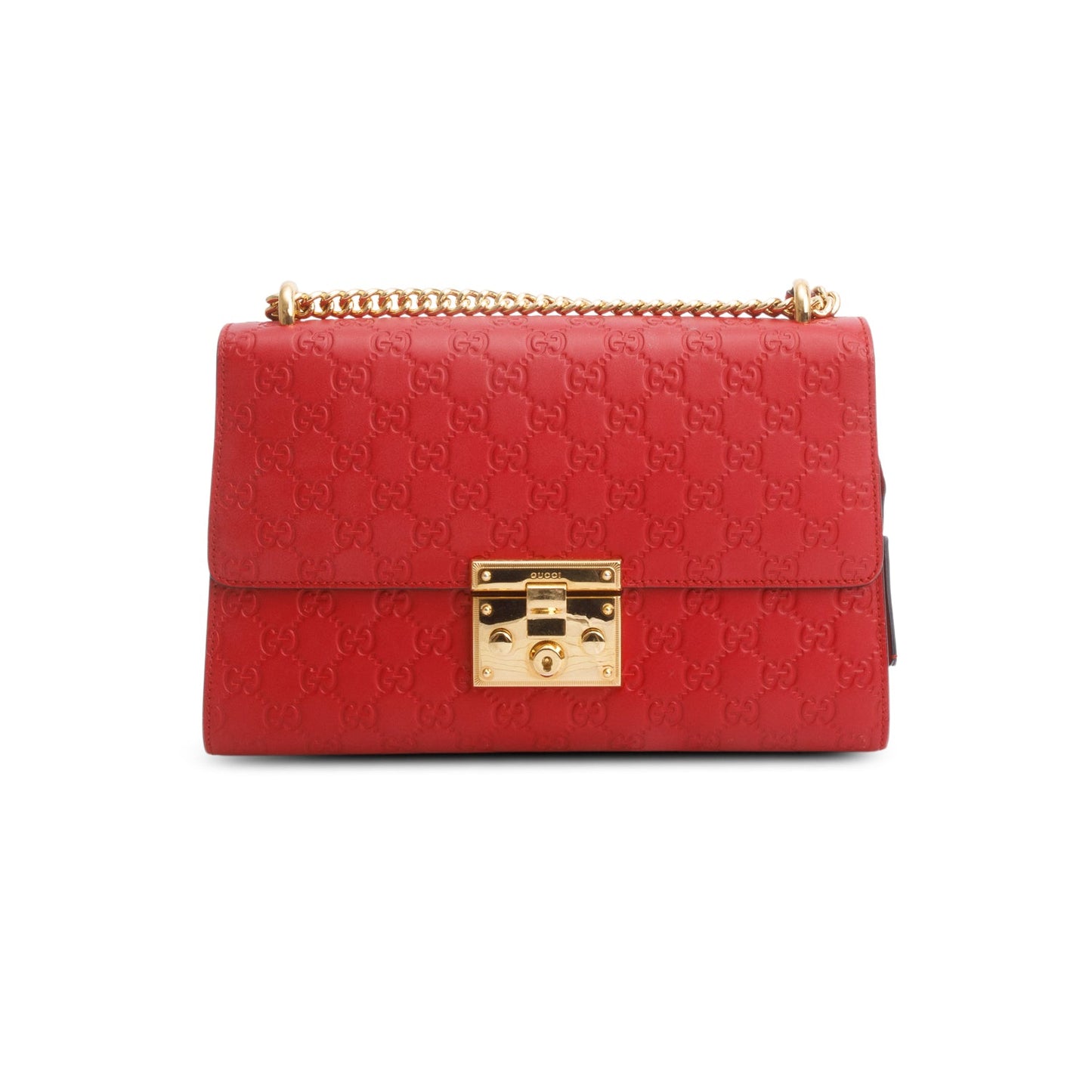 Gucci Red Guccissima Medium Padlock Shoulder Bag