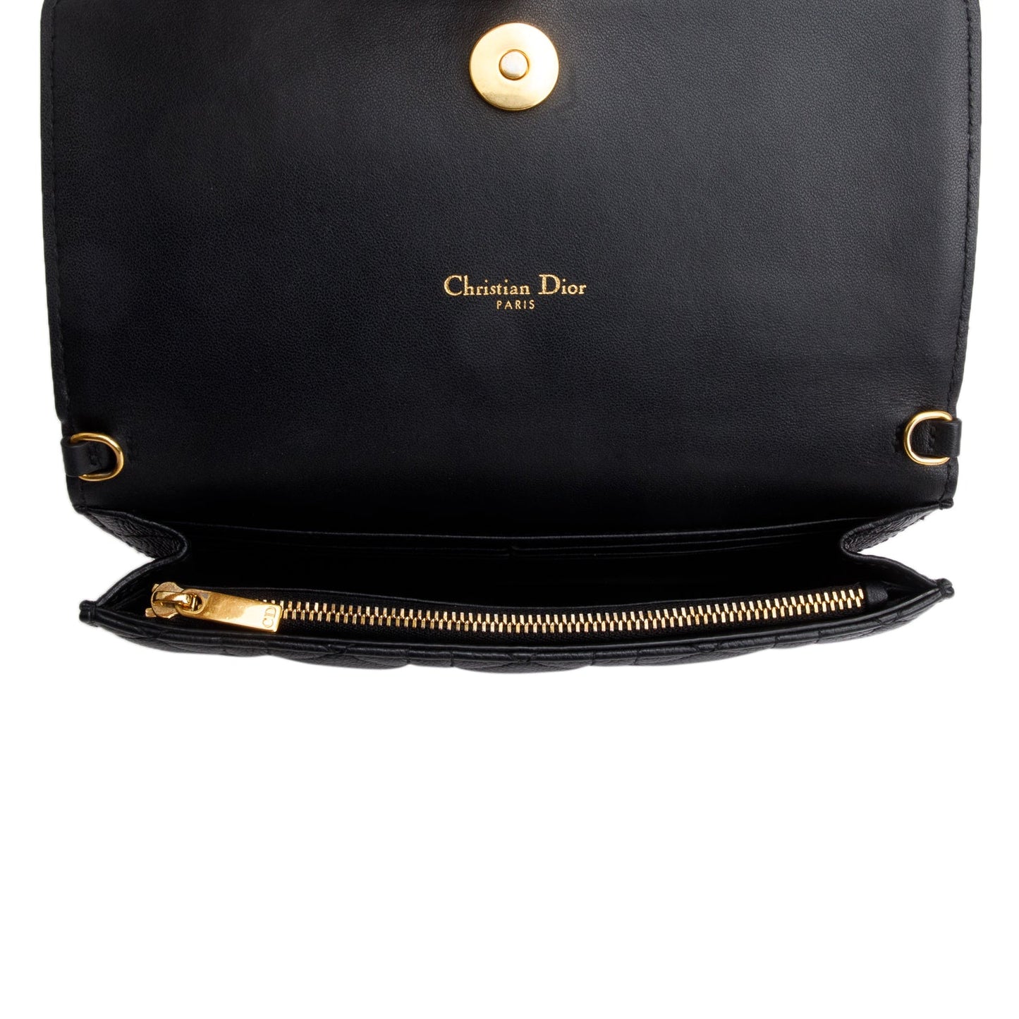 Christian Dior 2022 Black Supple Calfskin Caro Pouch