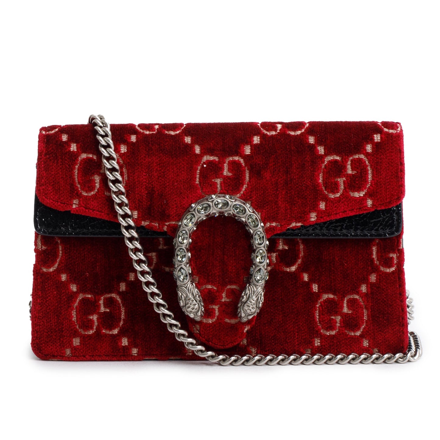 Gucci Red GG Embossed Velvet Dionysus Super Mini Bag