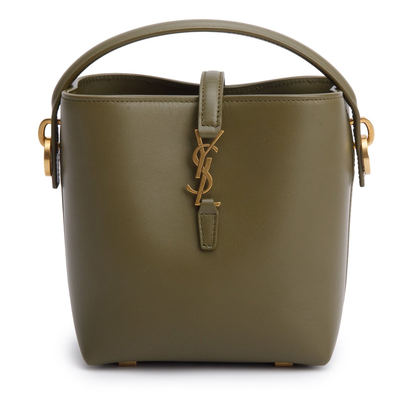 Saint Laurent 2024 Olive Shiny Calfskin Le 37 Mini Bucket Bag