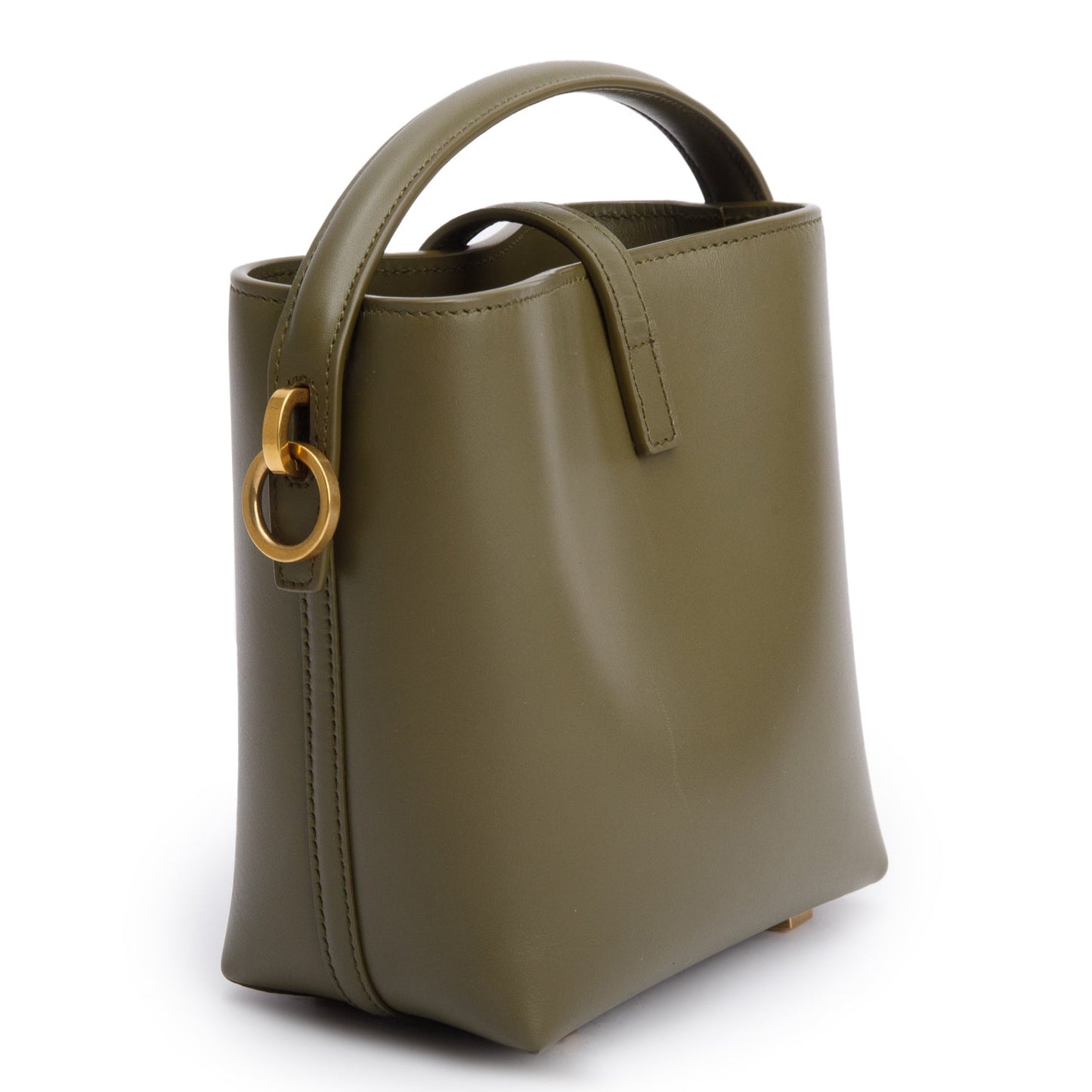 Saint Laurent 2024 Olive Shiny Calfskin Le 37 Mini Bucket Bag