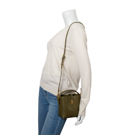 Saint Laurent 2024 Olive Shiny Calfskin Le 37 Mini Bucket Bag