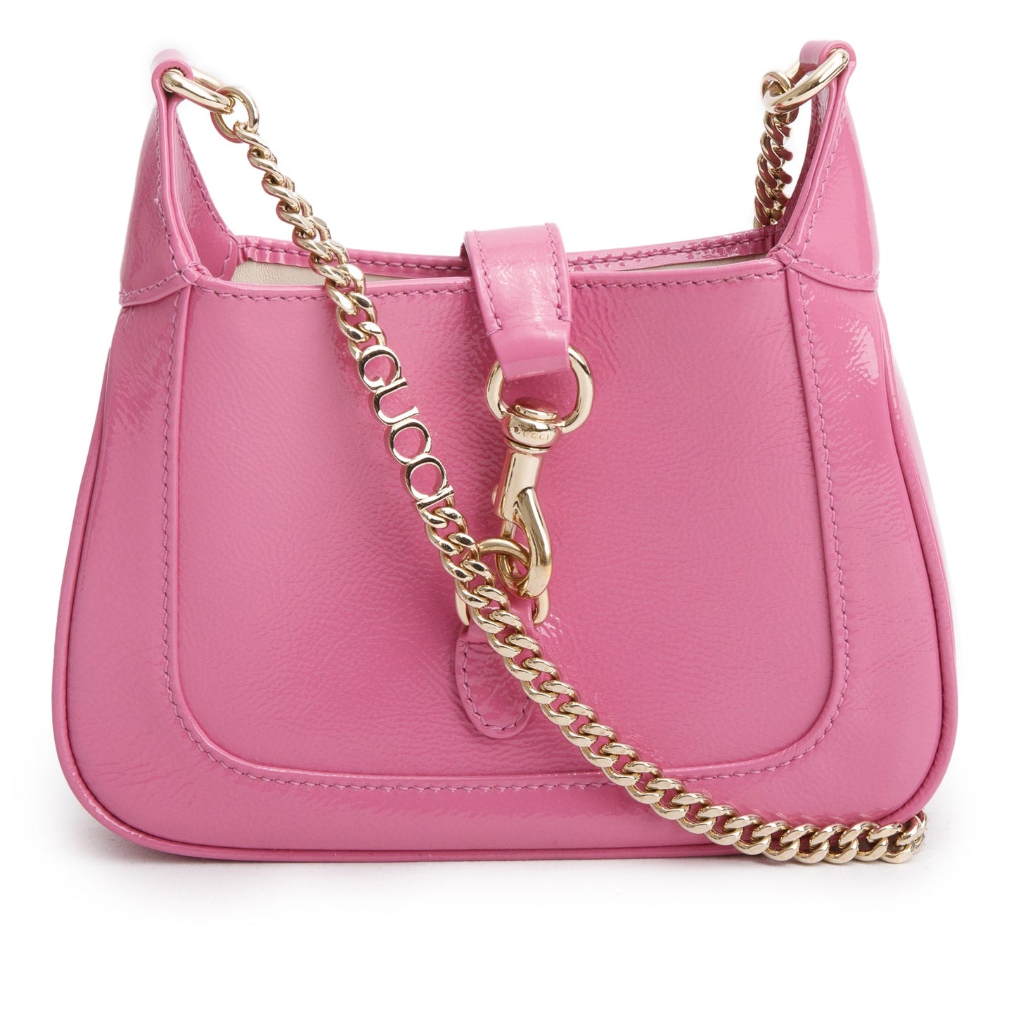 Gucci Pink Crinkled Patent Leather Mini Jackie Notte Bag
