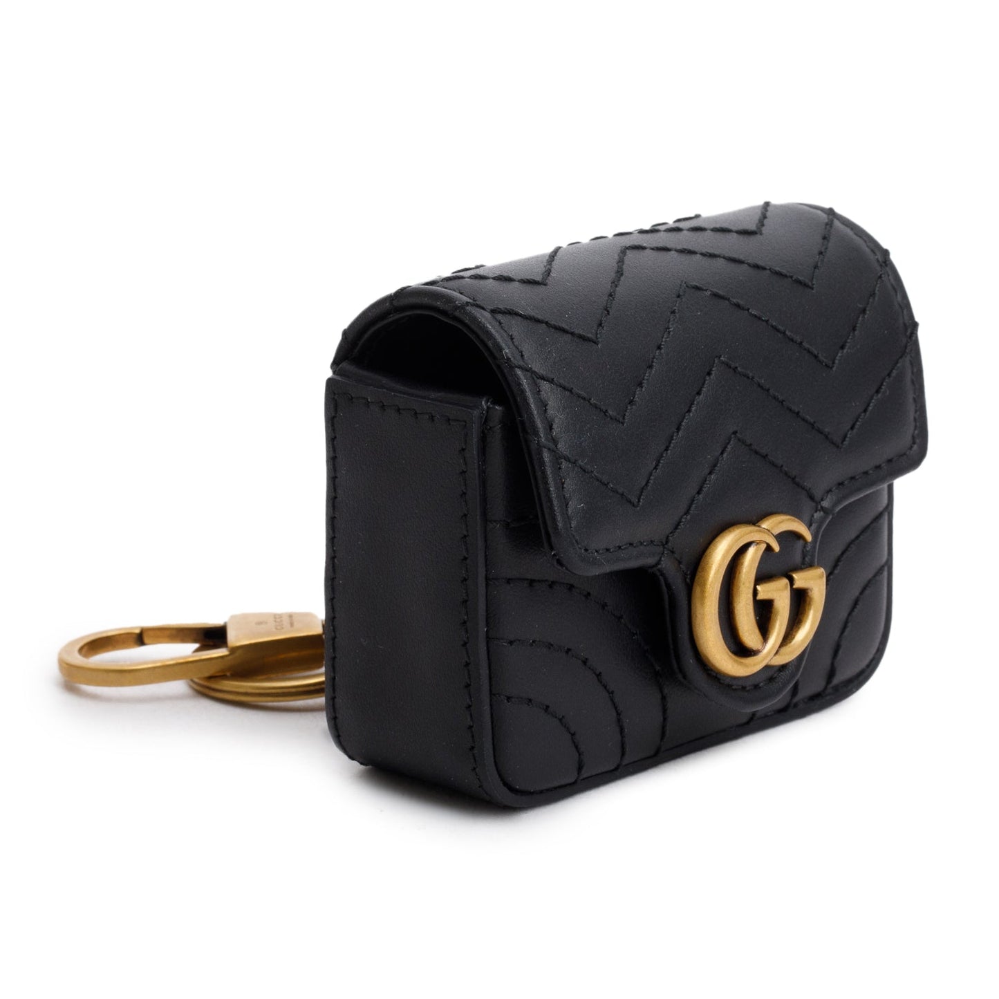 Gucci Black Calfskin Matelasse GG Marmont Airpod Case