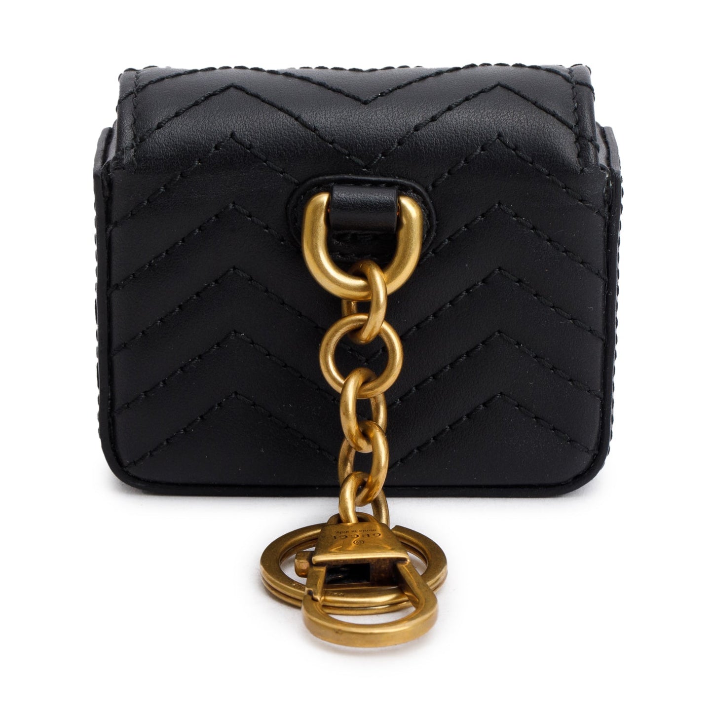 Gucci Black Calfskin Matelasse GG Marmont Airpod Case