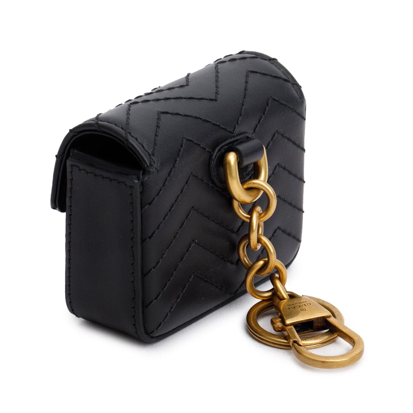 Gucci Black Calfskin Matelasse GG Marmont Airpod Case