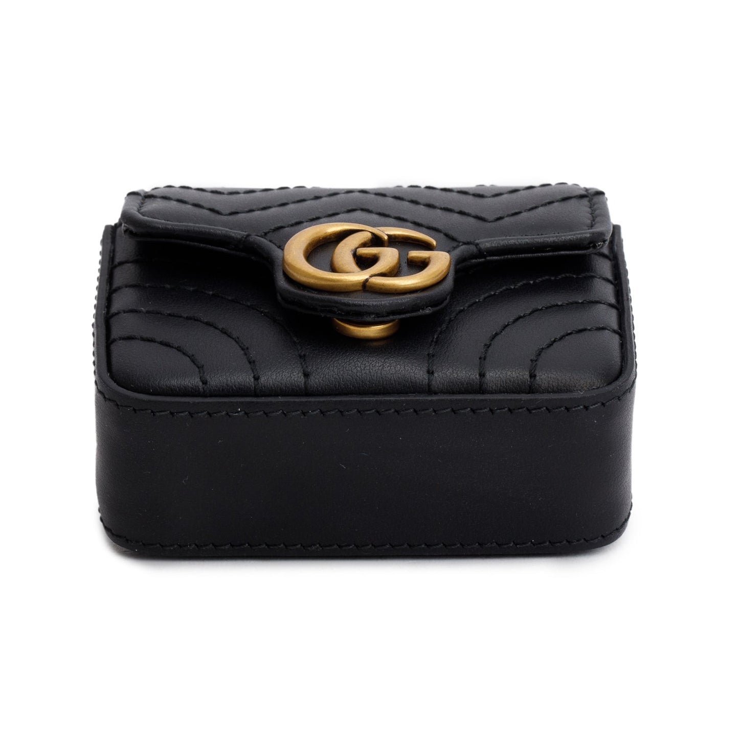 Gucci Black Calfskin Matelasse GG Marmont Airpod Case