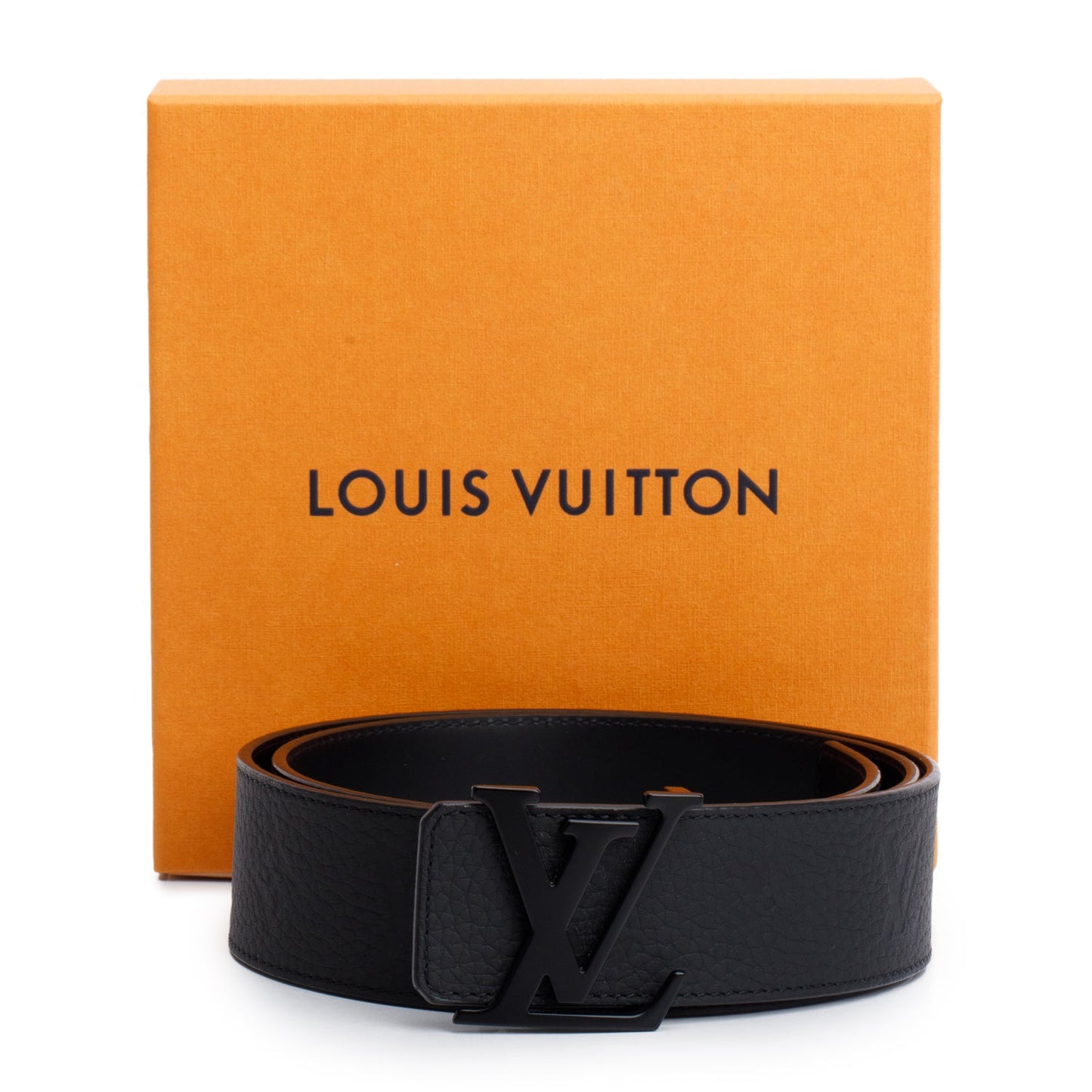 Louis Vuitton Black Monochrome LV Taurillon Reversible Belt 85 34