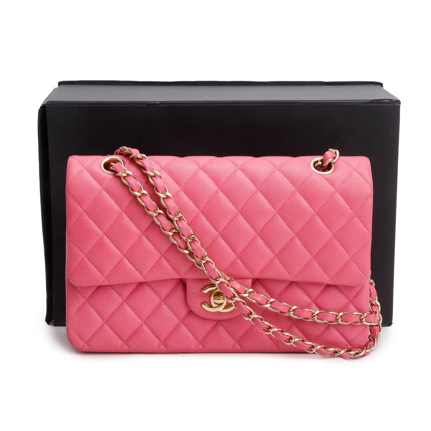 Chanel Pink Caviar Quilted Medium Double Flap Bag