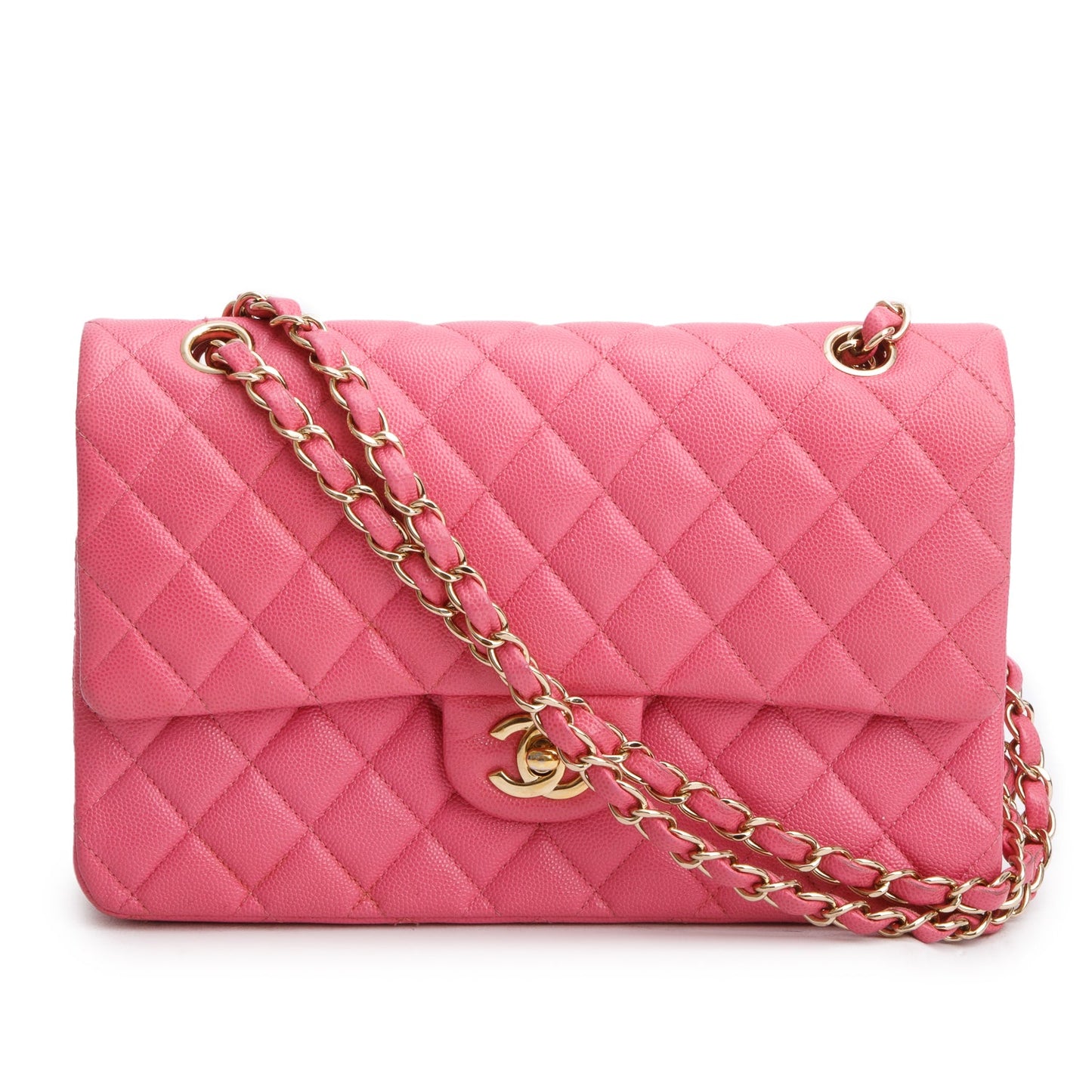 Chanel Pink Caviar Quilted Medium Double Flap Bag