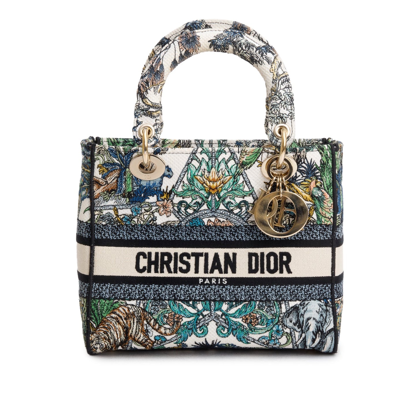 Christian Dior 2023 Multicolore Canvas Embroidered Etoile de Voyage Medium Lady D-Lite