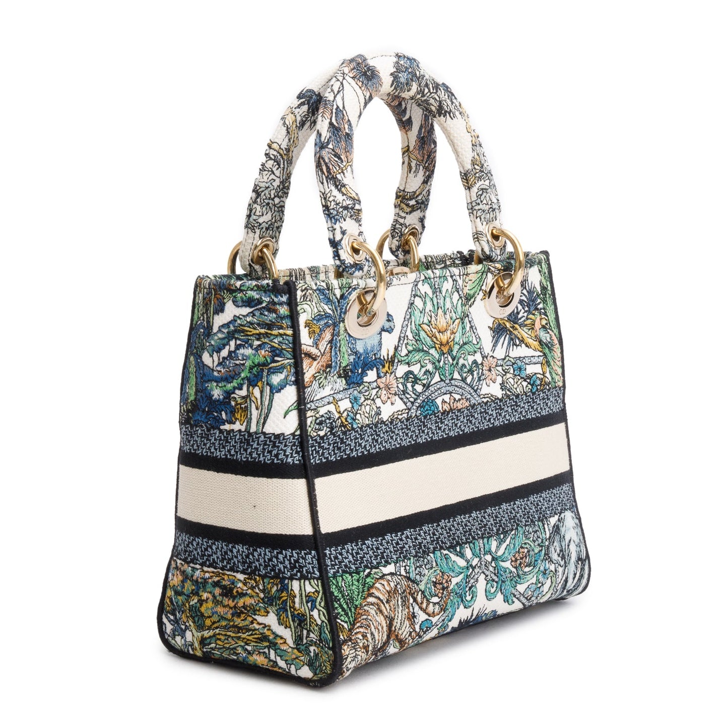 Christian Dior 2023 Multicolore Canvas Embroidered Etoile de Voyage Medium Lady D-Lite