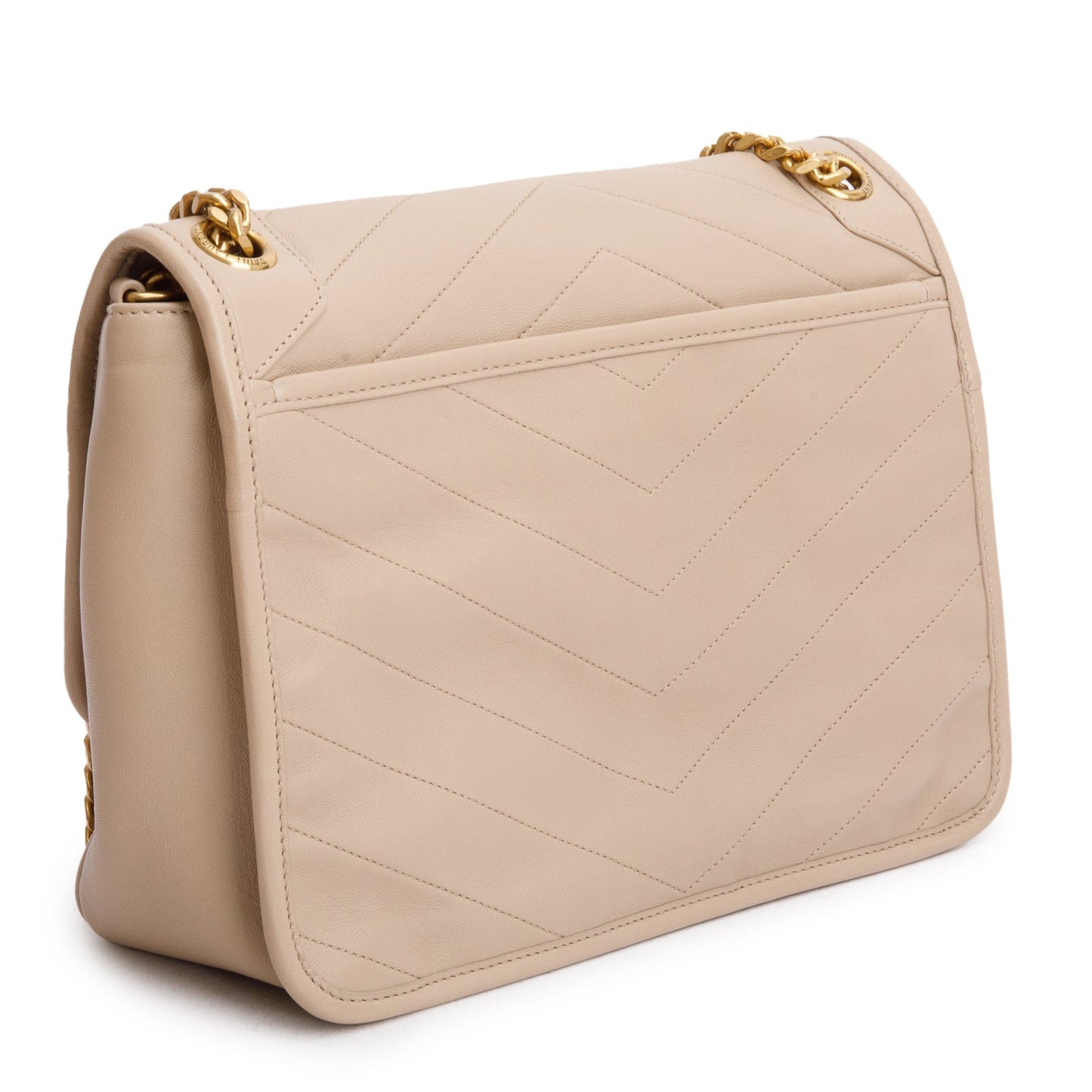 Saint Laurent 2020 Beige Lambskin Matelasse Monogram Medium Niki Chain Satchel