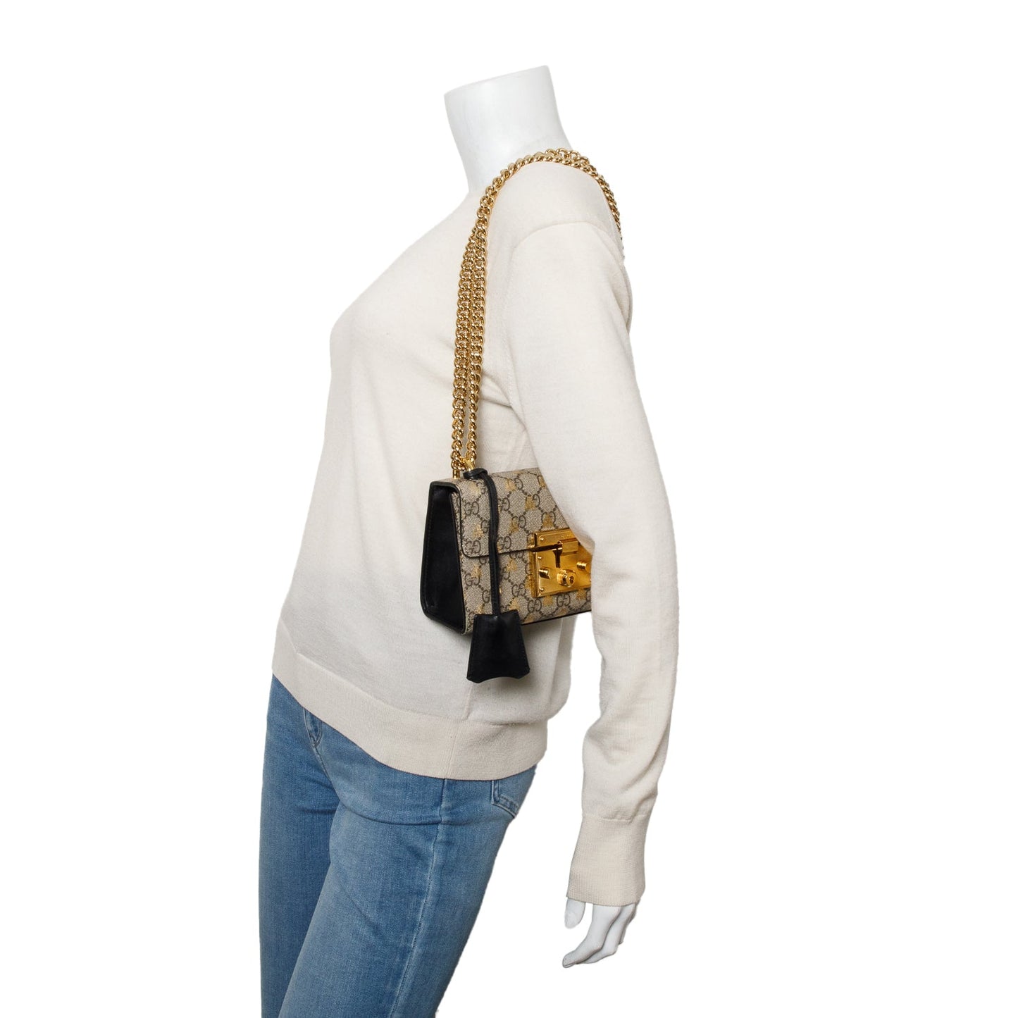 Gucci GG Supreme Monogram Bees Small Padlock Bag