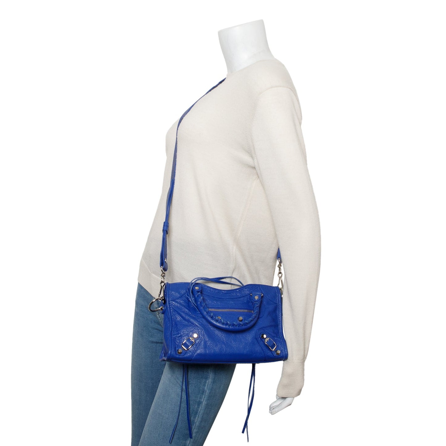 Balenciaga Blue Agneau Leather Classic Mini City Bag