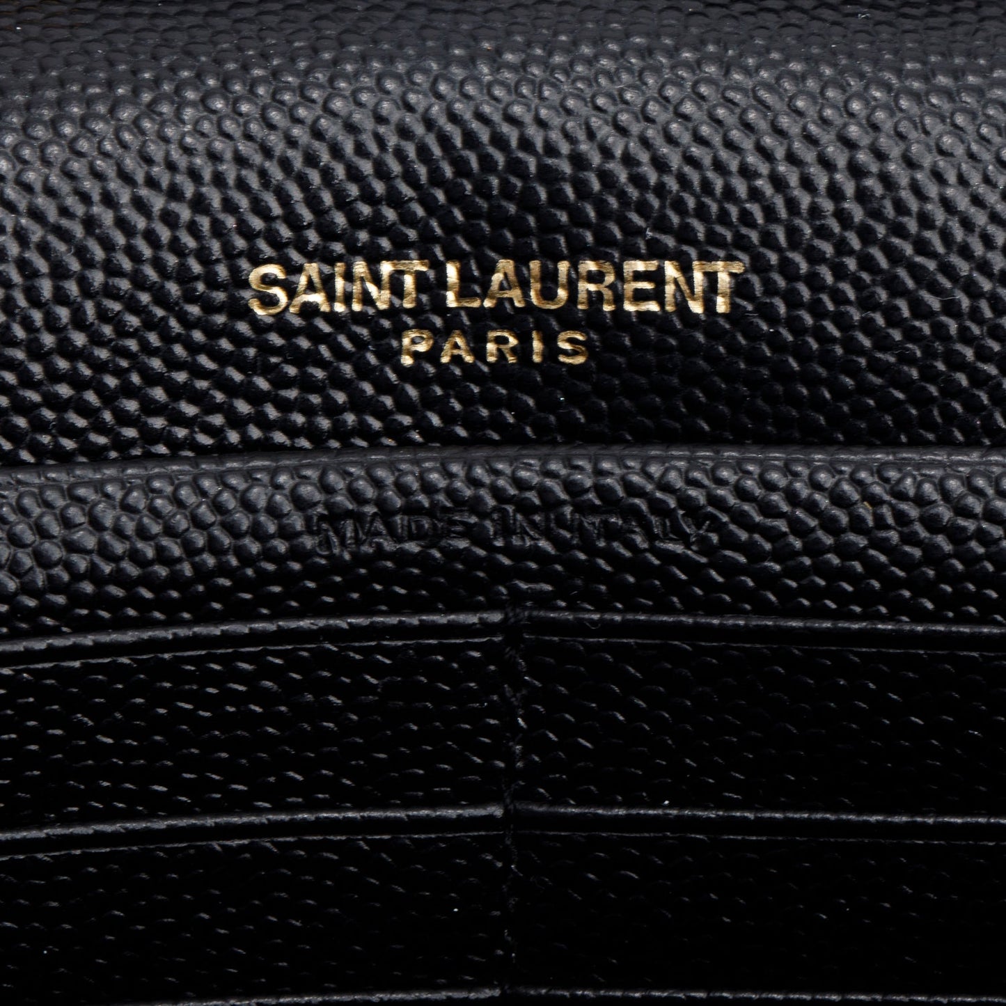 Saint Laurent Black Grain de Poudre Matelasse Chevron Cassandre Chain Wallet