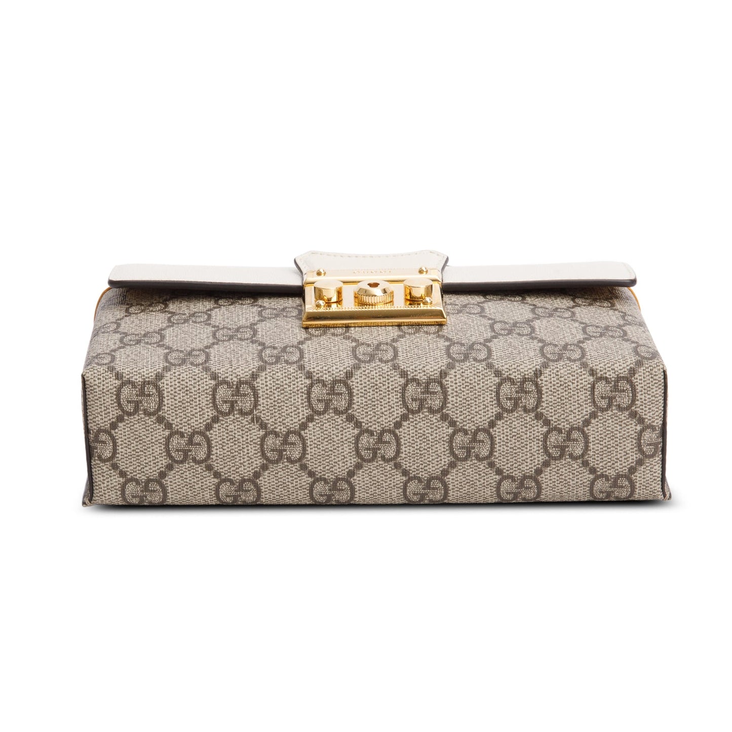 Gucci 2022 GG Supreme Monogram Calfskin Mini Padlock Top Handle Bag