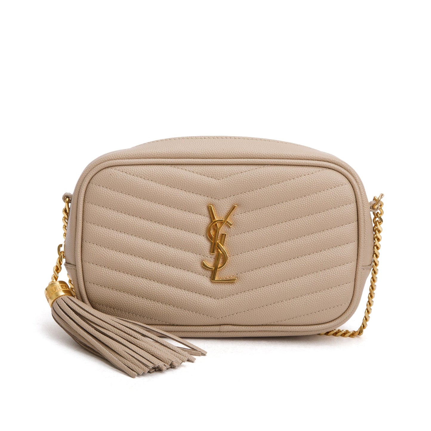 Saint Laurent 2022 Beige Grain de Poudre Matelasse Mini Lou Camera Bag