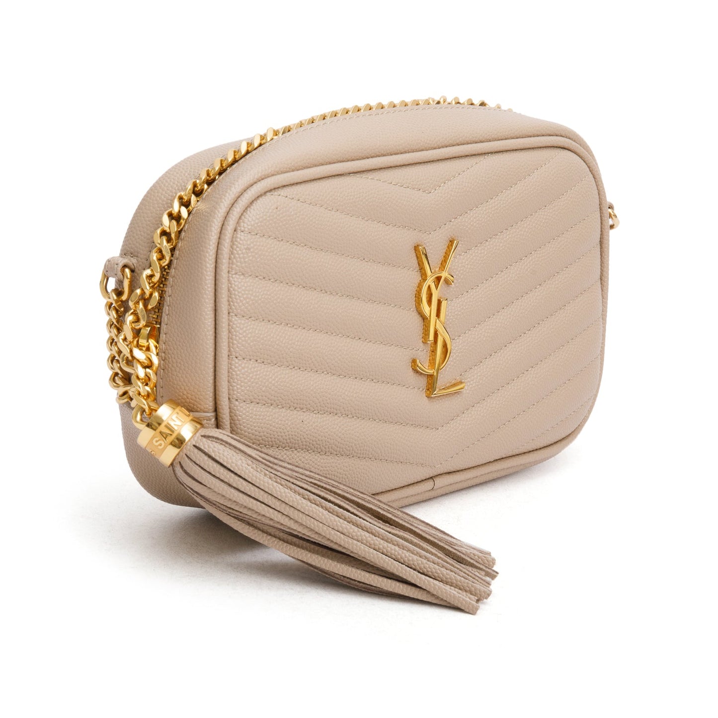 Saint Laurent 2022 Beige Grain de Poudre Matelasse Mini Lou Camera Bag