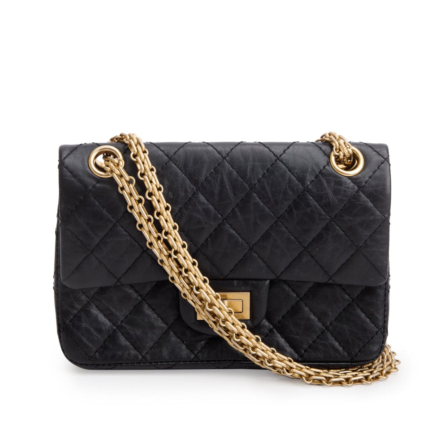 Chanel Black Quilted Aged Calfskin Leather Mini 2.55 Reissue Flap Bag