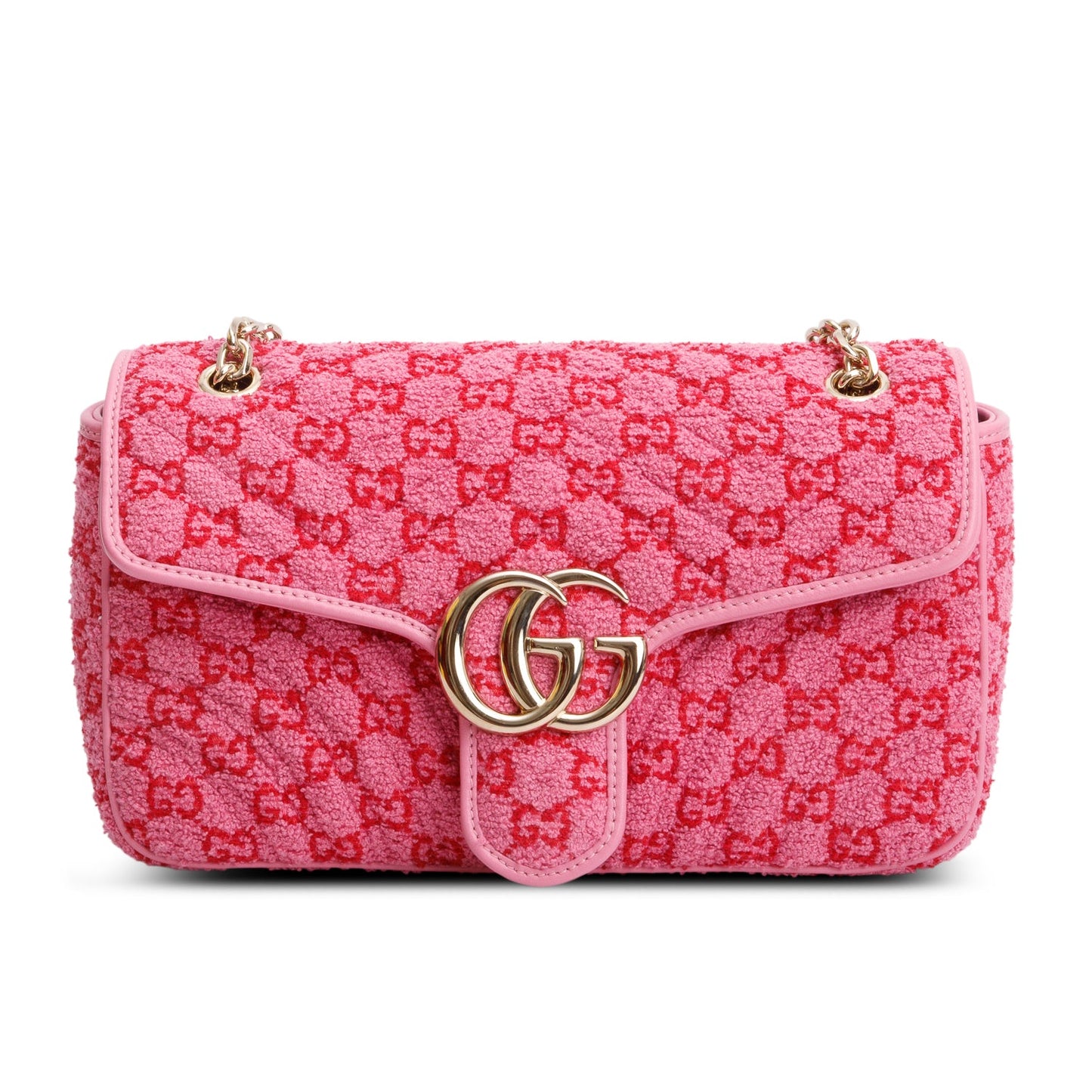 Gucci Pink Monogram Matelasse GG Marmont Boucle Medium Shoulder Bag