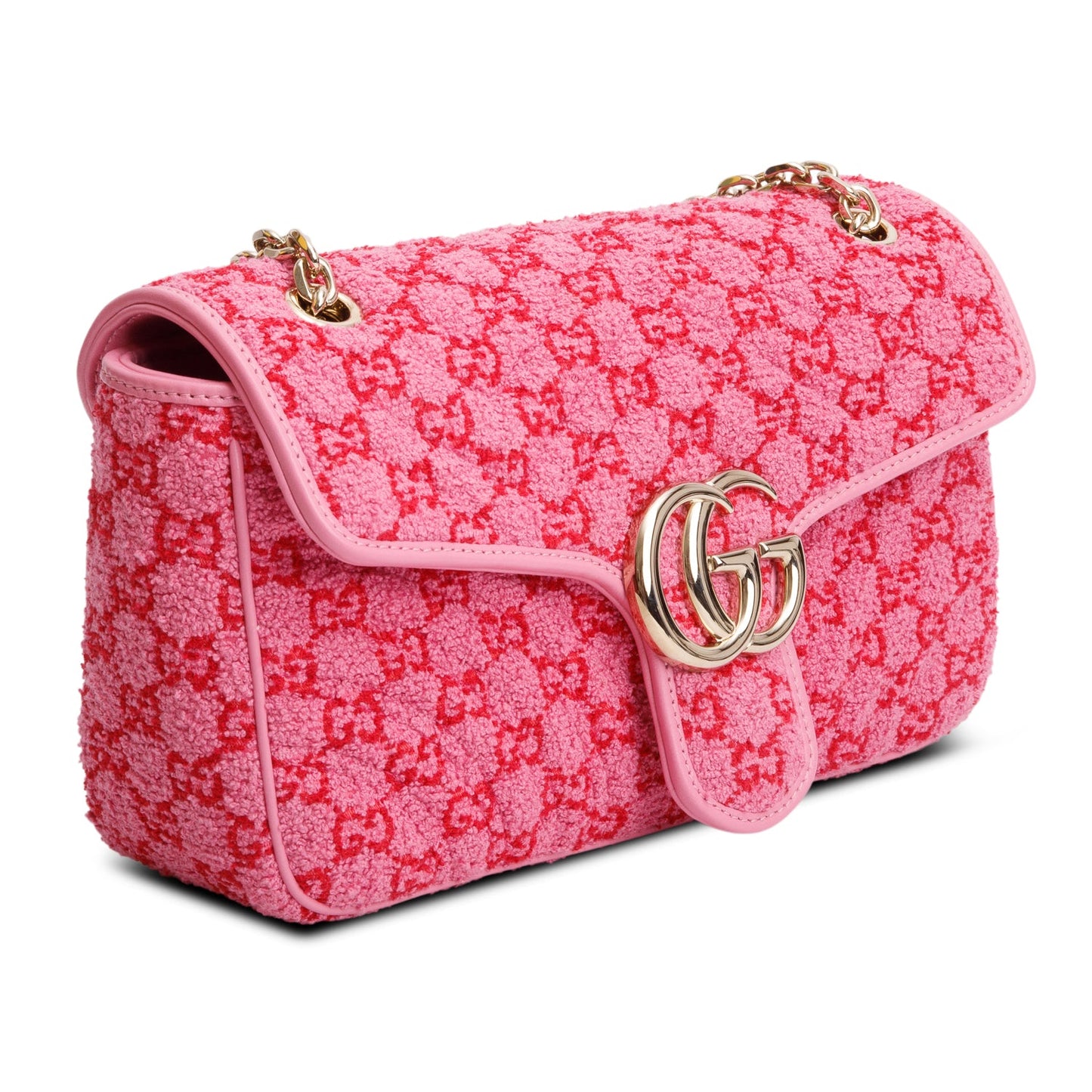 Gucci Pink Monogram Matelasse GG Marmont Boucle Medium Shoulder Bag