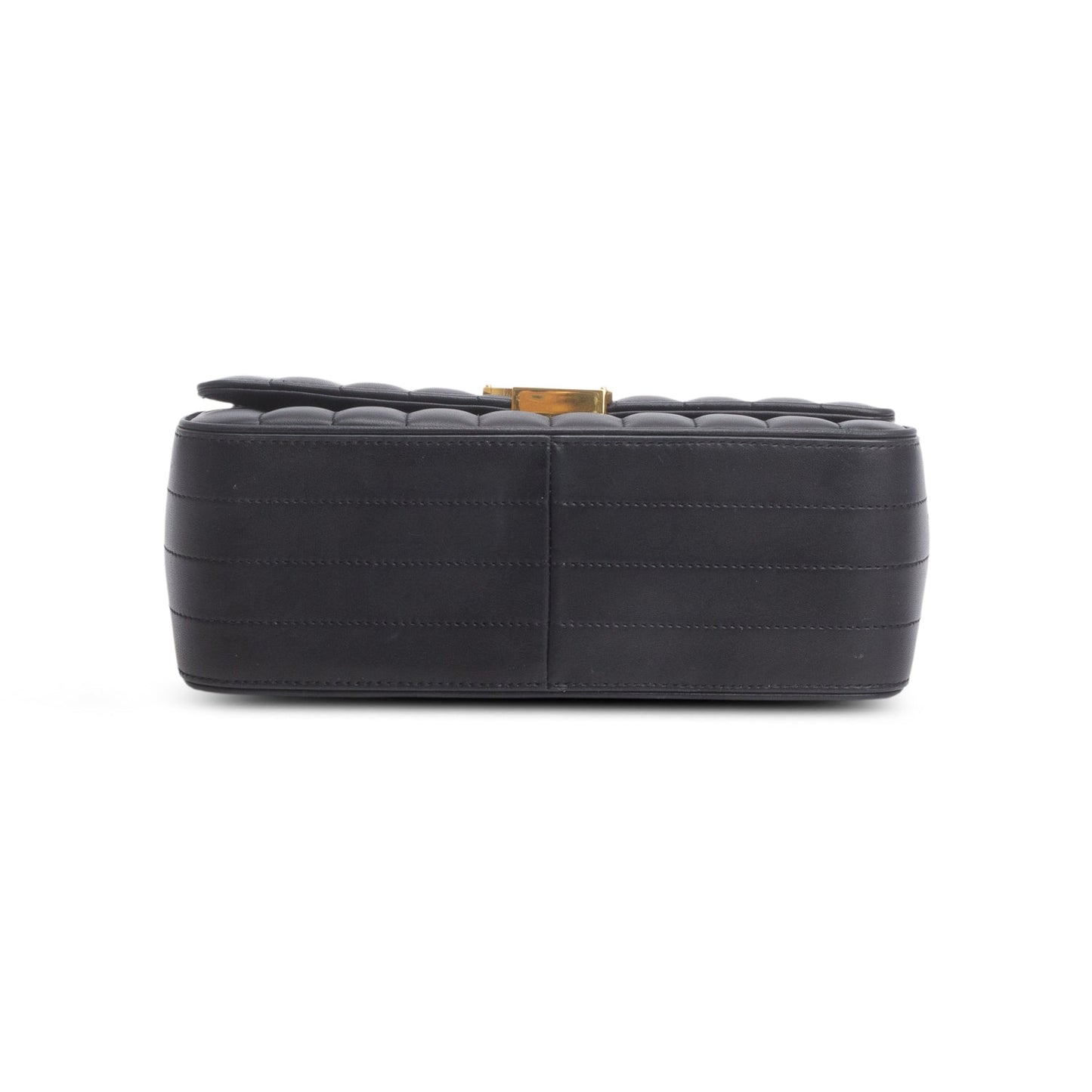 Saint Laurent Black Lambskin Matelasse Monogram Large Vicky Chain Bag