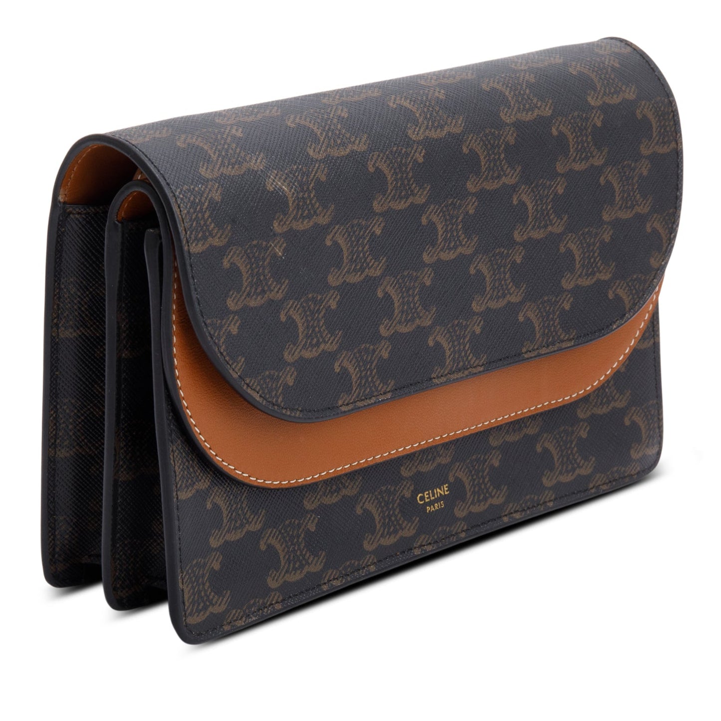 Celine 2022 Triomphe Canvas Lambskin Wallet on Strap