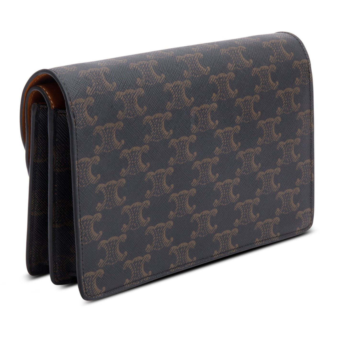 Celine 2022 Triomphe Canvas Lambskin Wallet on Strap