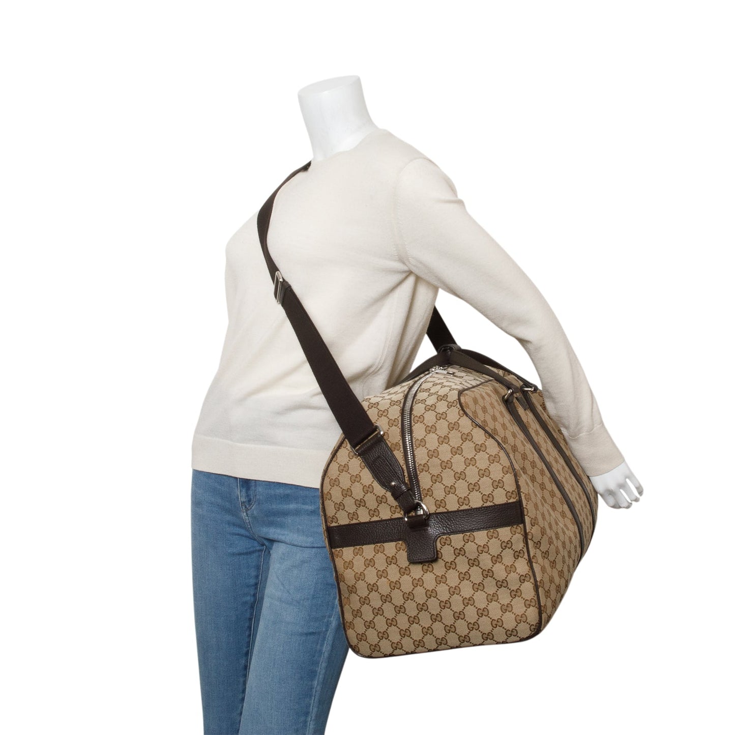 Gucci Monogram Dollar Calfskin Boston Duffle Bag