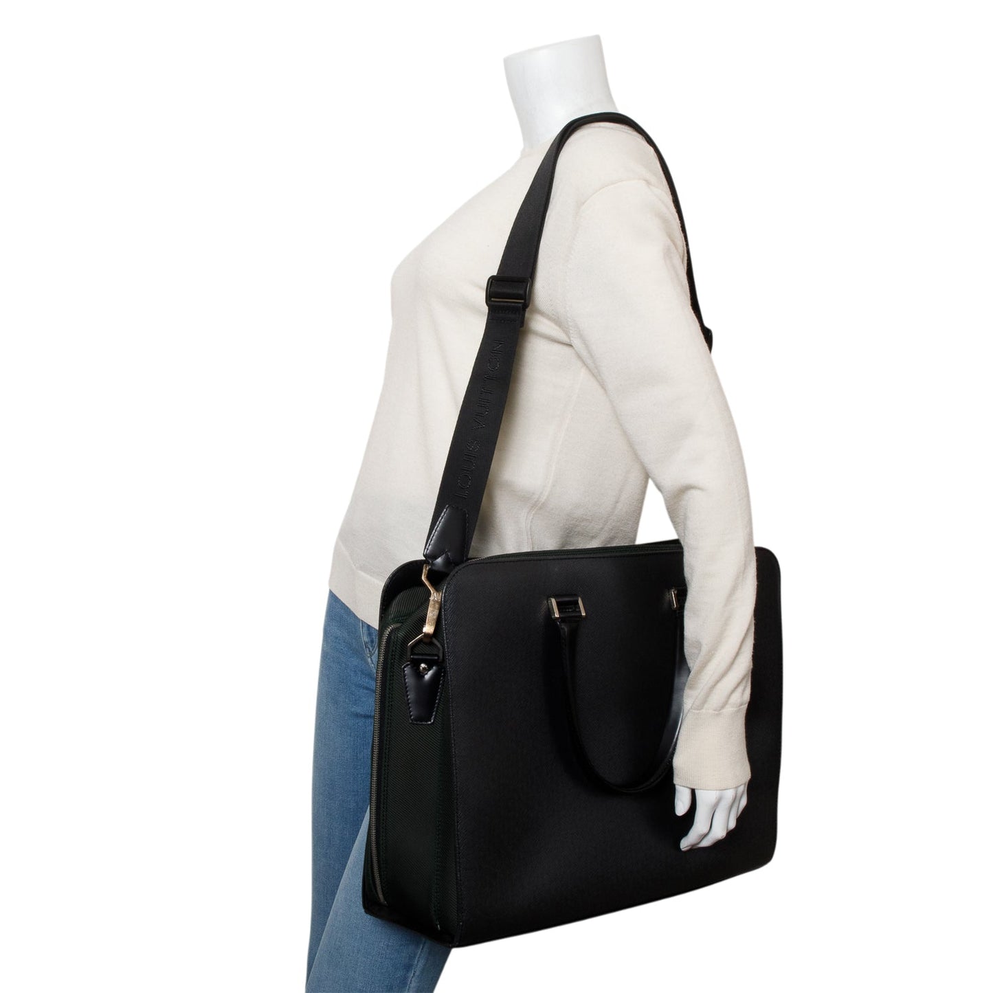 Louis Vuitton Black Taiga Leather Nevski Briefcase Ardoise