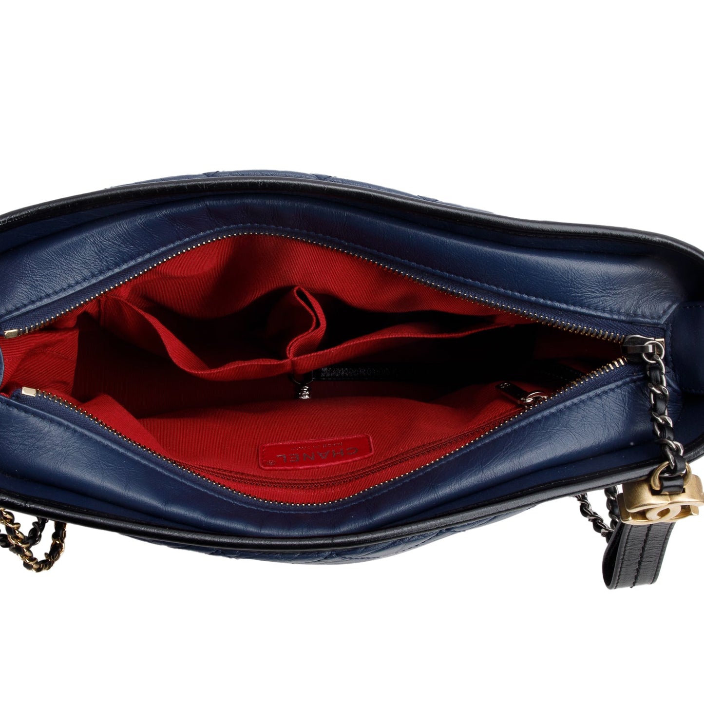 Chanel Blue & Black Aged Calfskin Leather Medium Gabrielle Hobo