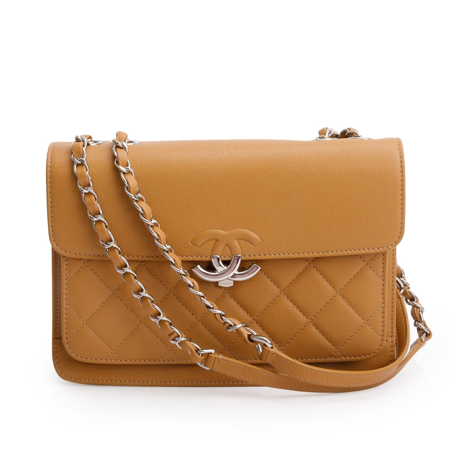 Chanel Tan Caviar Quilted Small CC Box Top Flap