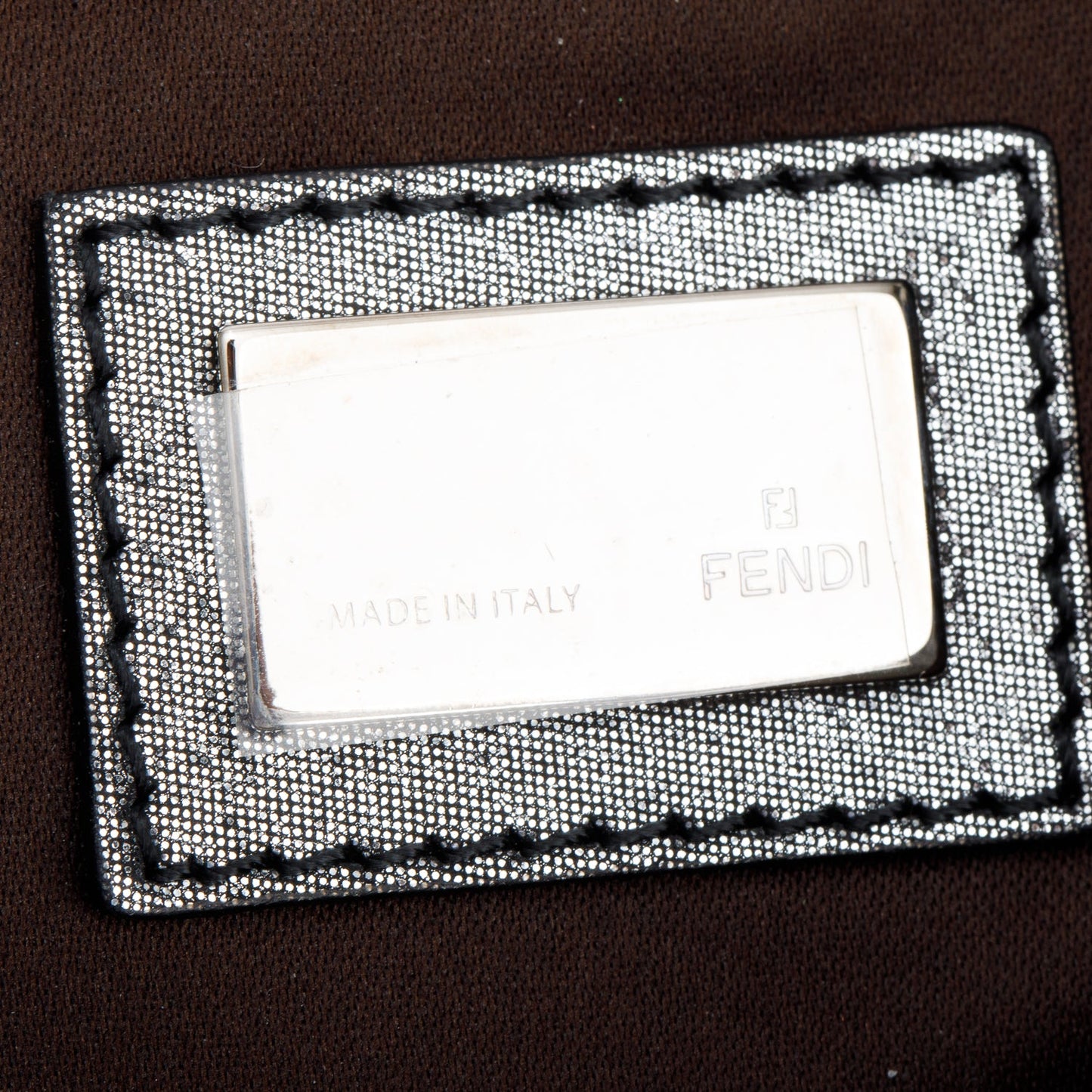 Fendi Metallic Silver Calfskin Mia Pochette Chain Bag
