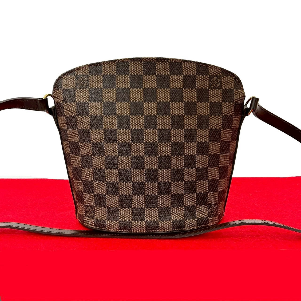 LOUIS VUITTON Shoulder Bag leather Brown Damier Drouot