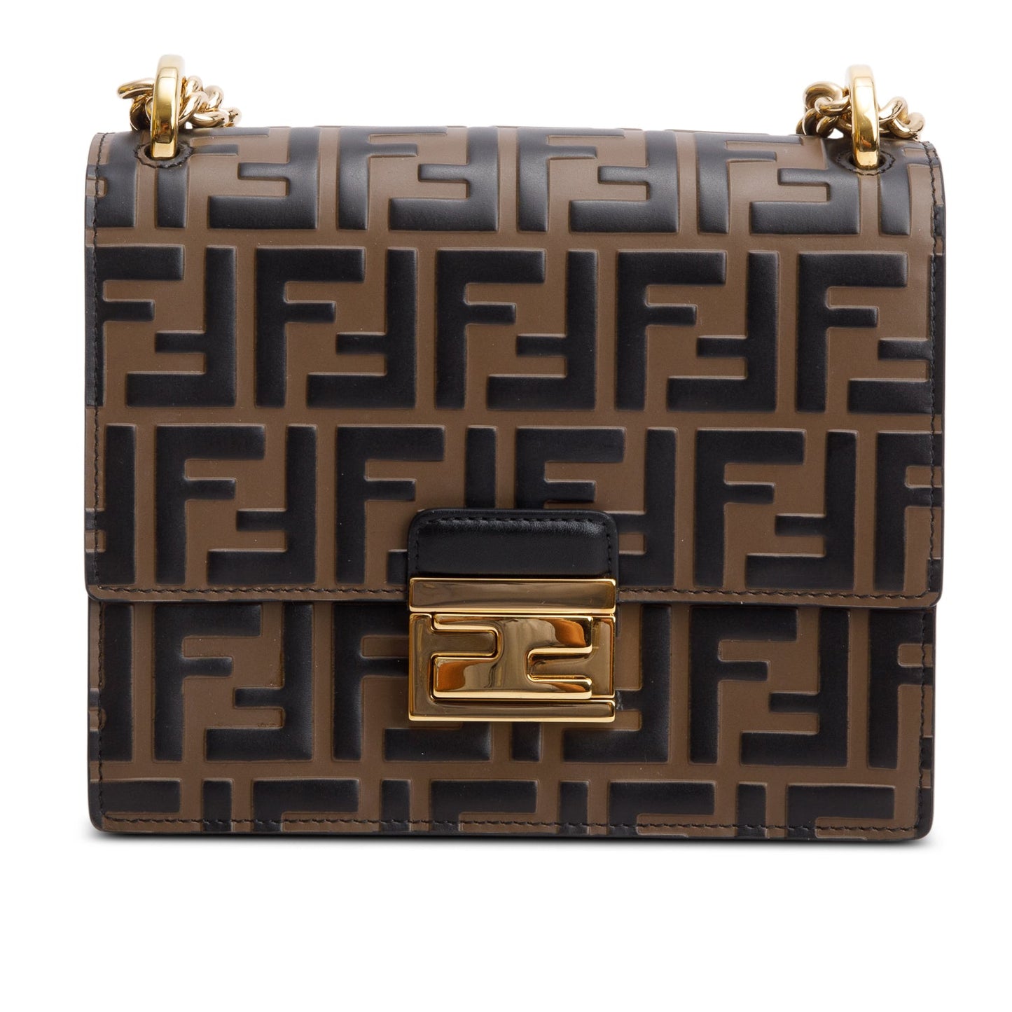 Fendi Vitello Liberty Bi-Color FF 1974 Embossed Small Kan U Shoulder Bag