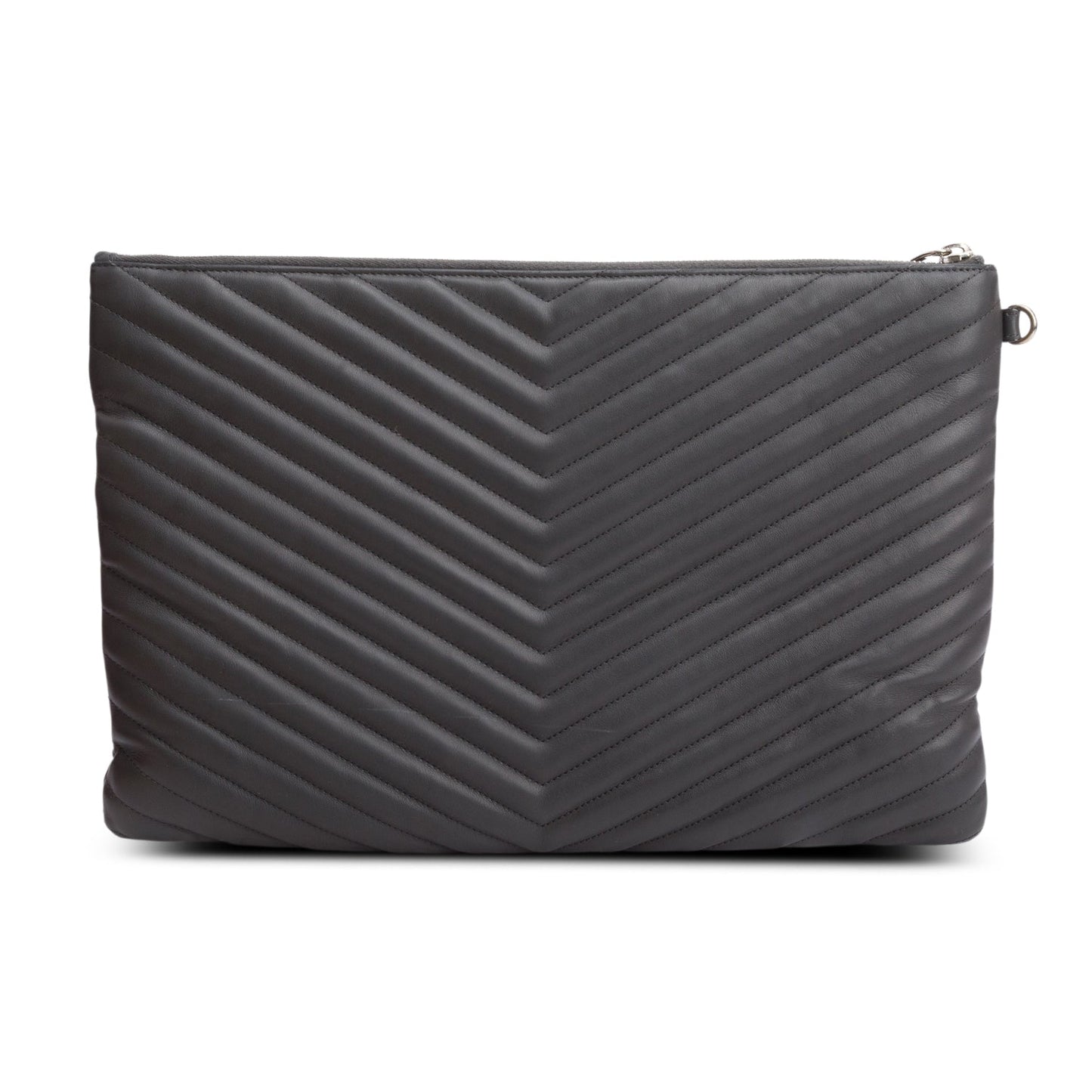 Saint Laurent Grey Calfskin Matelasse Monogram Casssandre Tablet Pouch