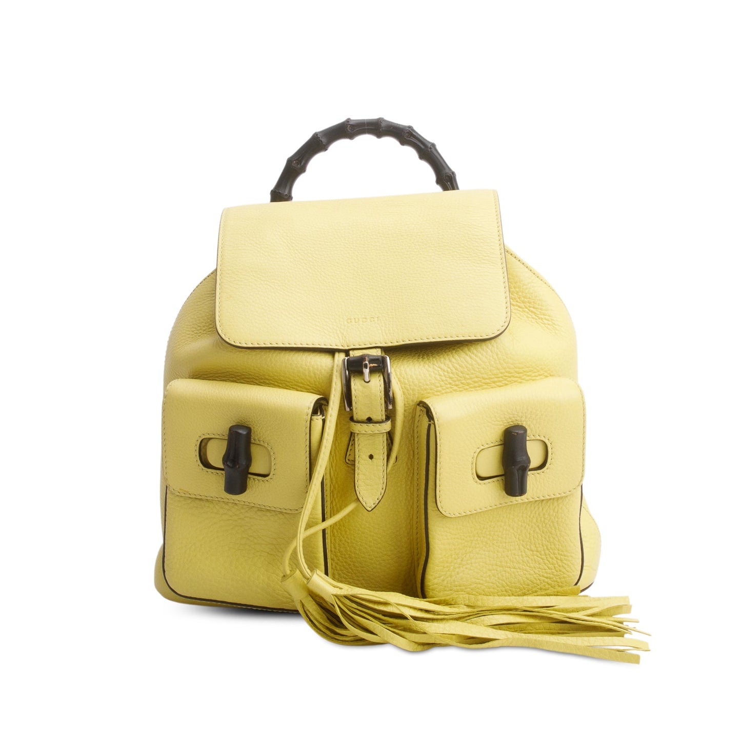 Gucci Green Cellaries Calfskin Medium Bamboo Backpack