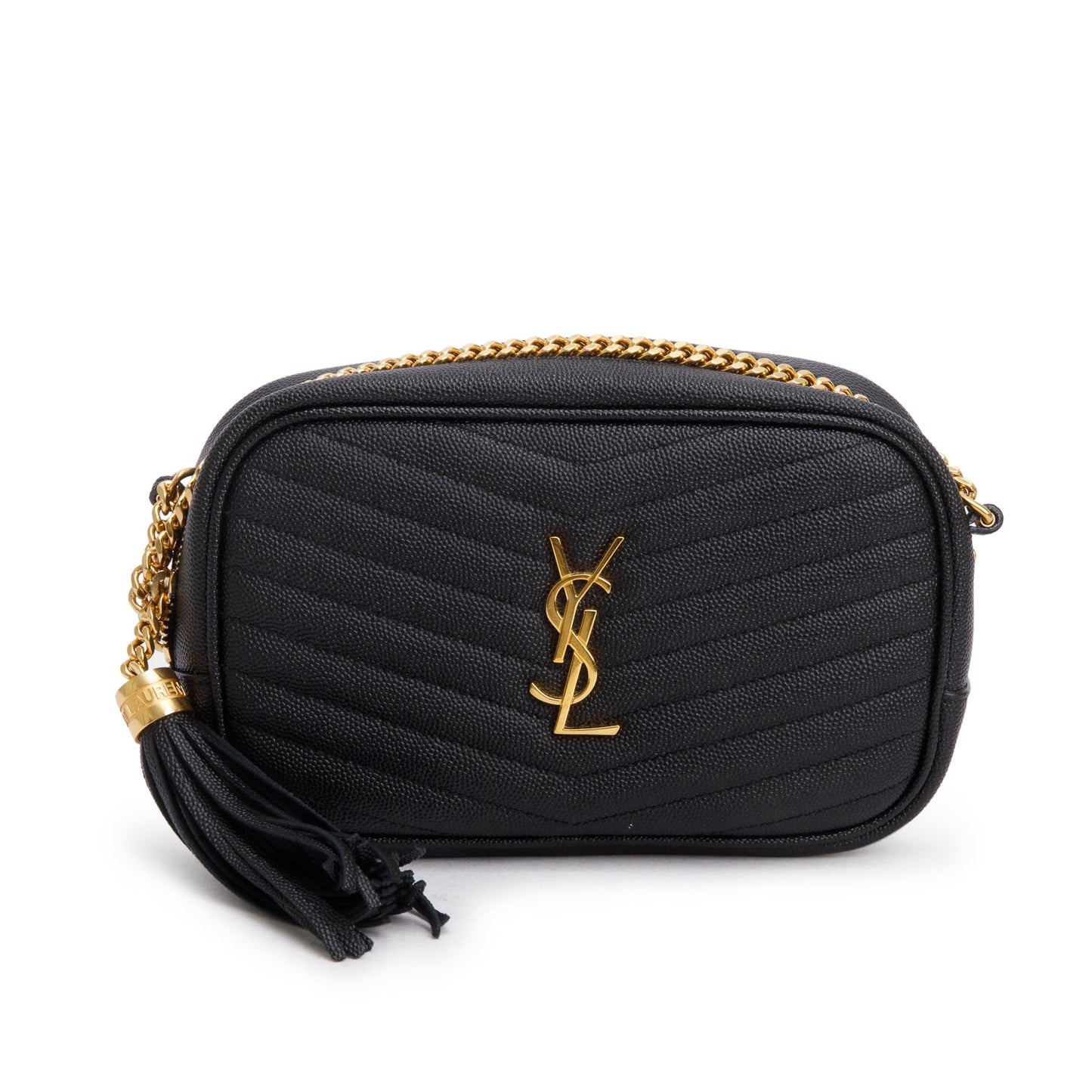 Saint Laurent Black Quilted Calfskin Matelasse Leather Mini Lou Camera Bag