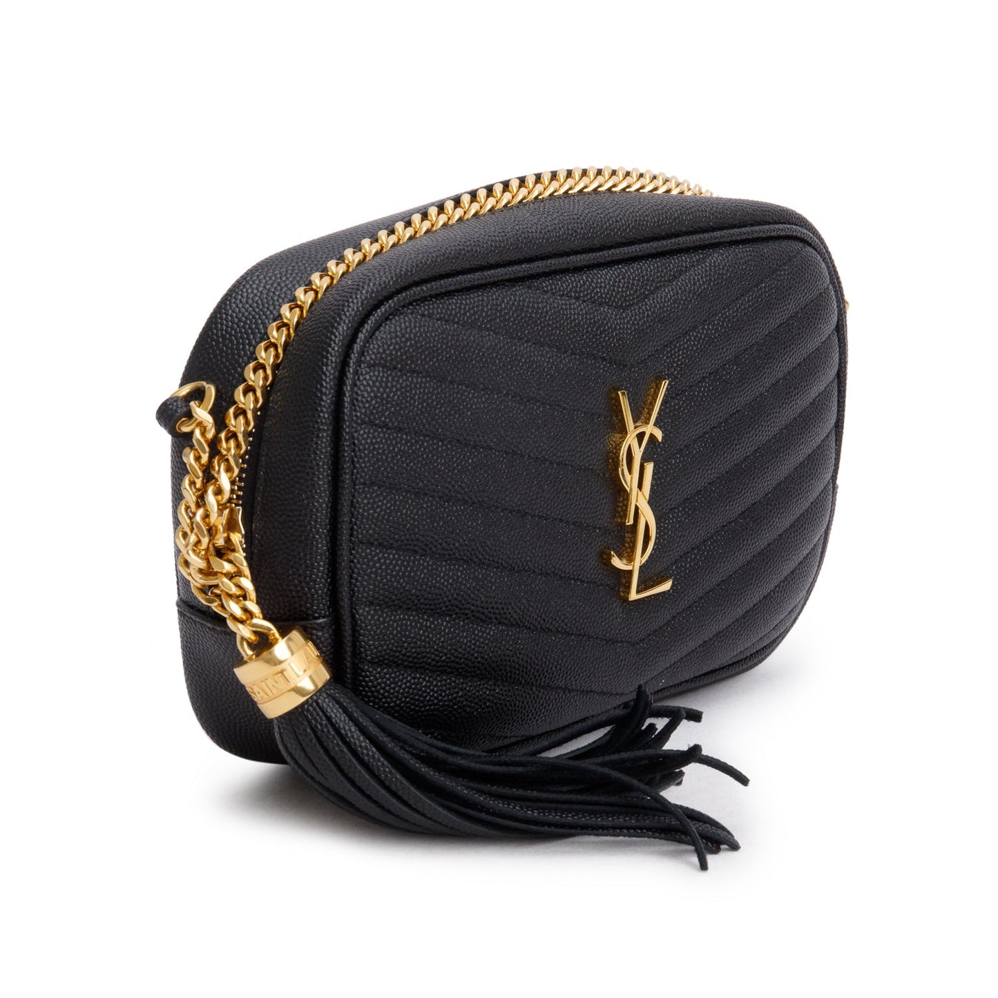 Saint Laurent Black Quilted Calfskin Matelasse Leather Mini Lou Camera Bag