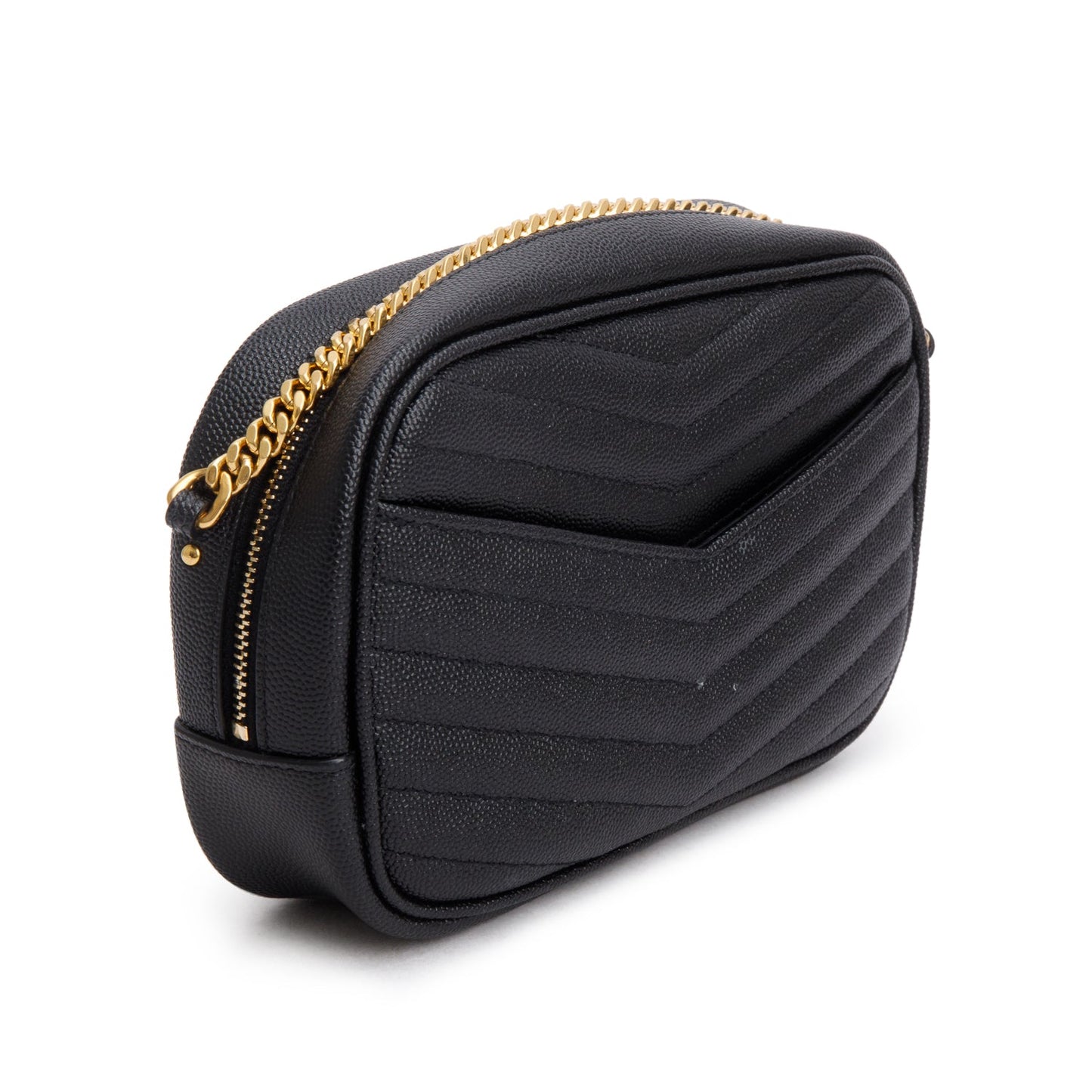 Saint Laurent Black Quilted Calfskin Matelasse Leather Mini Lou Camera Bag