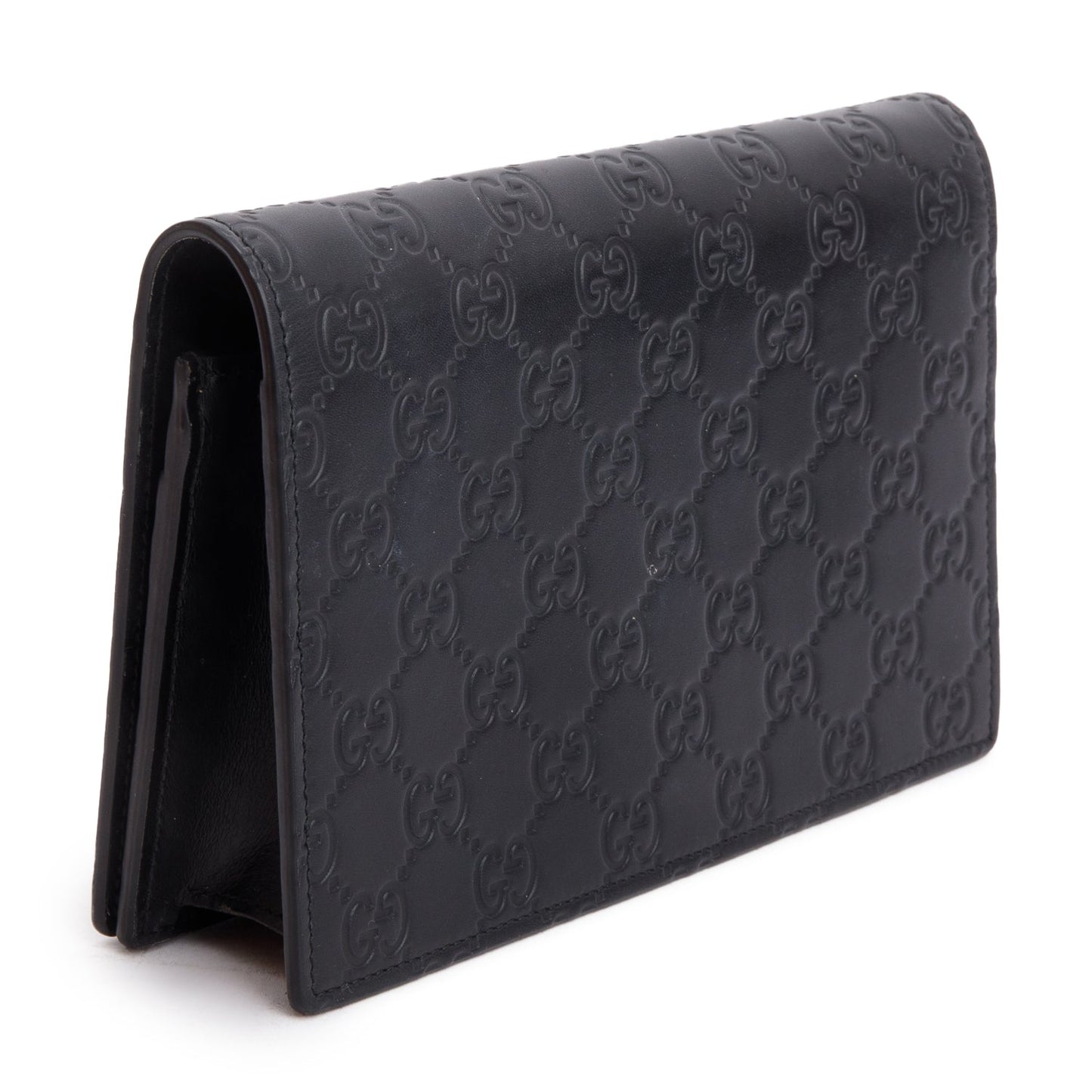 Gucci Black Guccissima Signature Bow Wallet on Chain