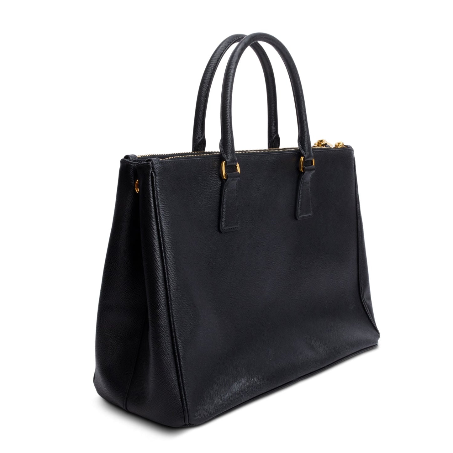 Prada Black Saffiano Lux Large Double Zip Galleria Tote