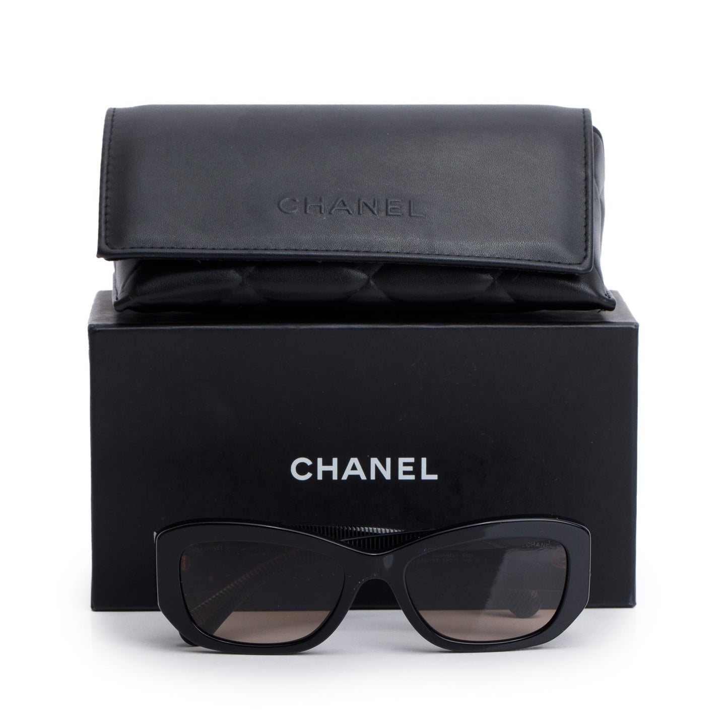 Chanel 5493 Black Acetate CC Logo Rectangle Sunglasses