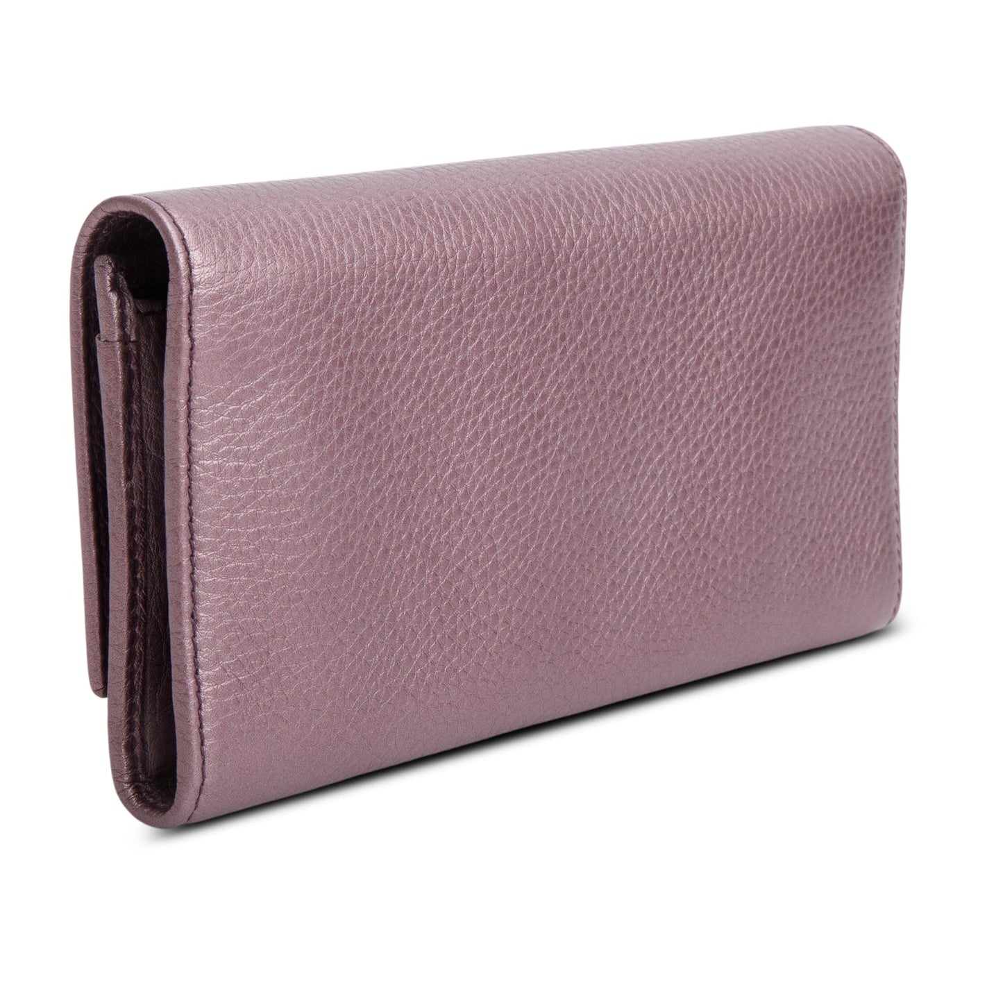 Gucci Metallic Purple Leather Soho Interlocking GG Logo Continental Flap Wallet