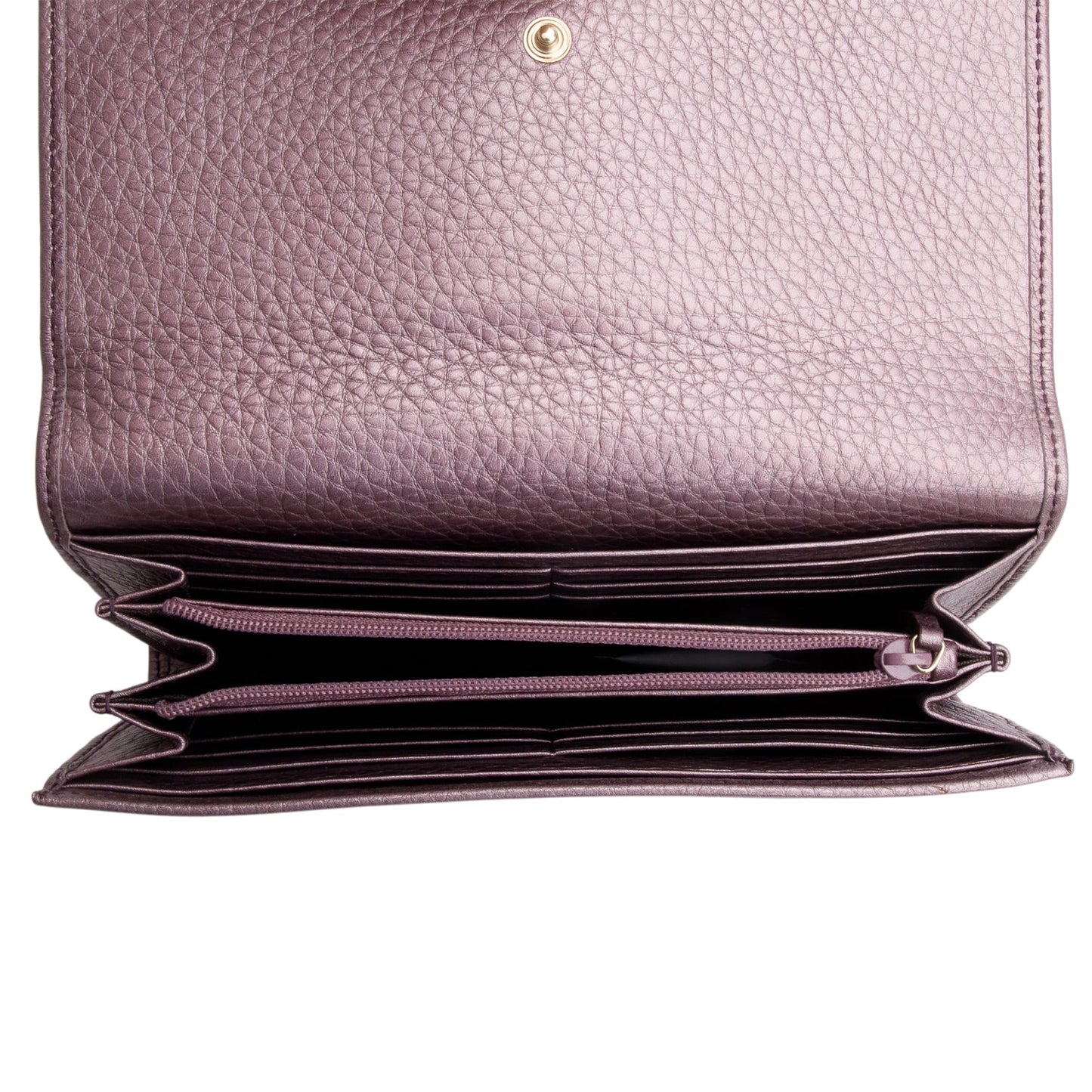 Gucci Metallic Purple Leather Soho Interlocking GG Logo Continental Flap Wallet