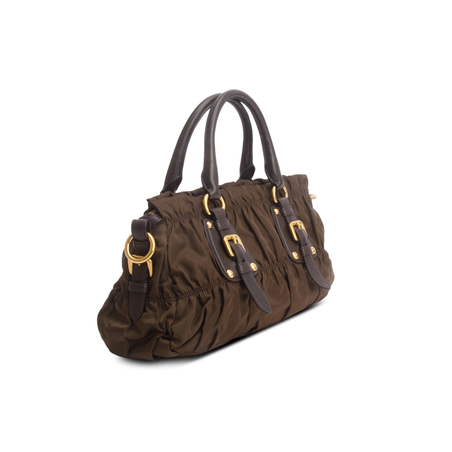 Prada Brown Tessuto Nylon Gaufre Shoulder Bag