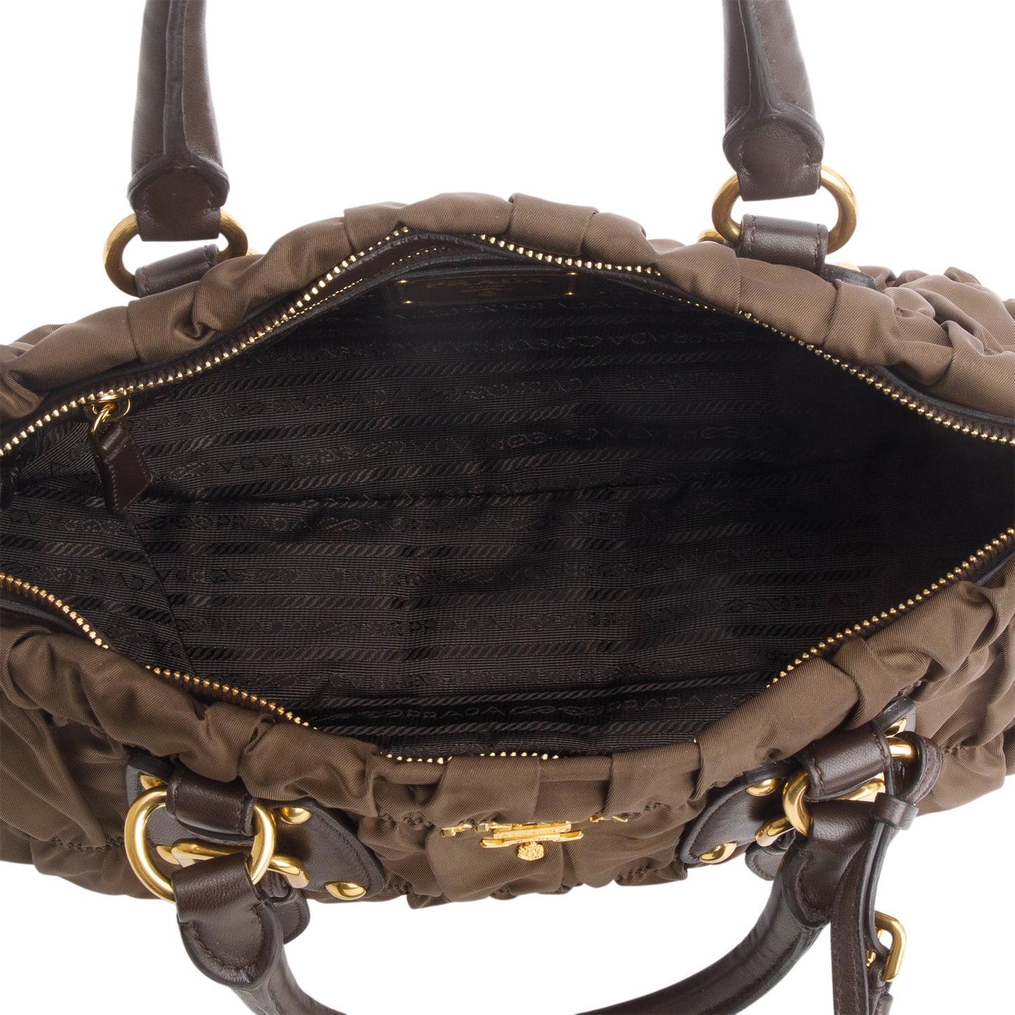 Prada Brown Tessuto Nylon Gaufre Shoulder Bag