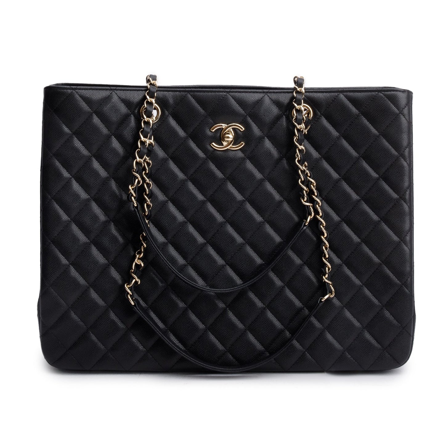 Chanel 2021 Black Caviar Quilted Classic Large Shopping Tote
