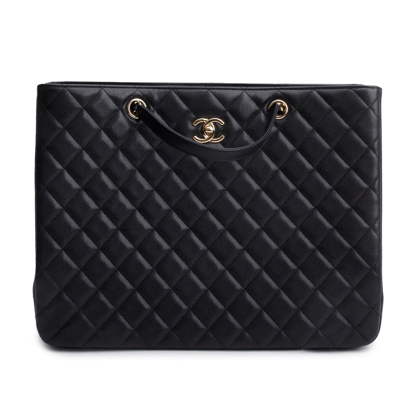 Chanel 2021 Black Caviar Quilted Classic Large Shopping Tote